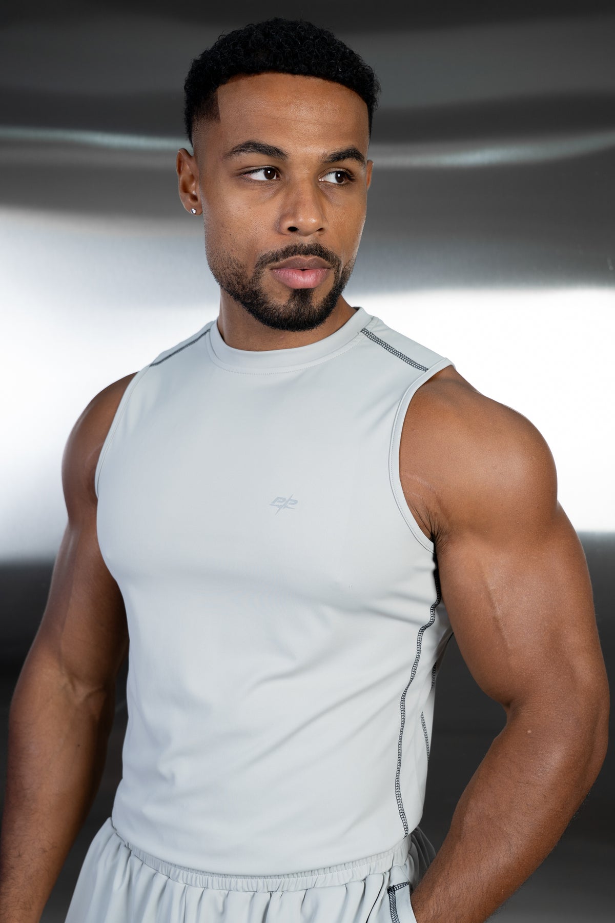 Contrast Stitch Training Tank - Grey