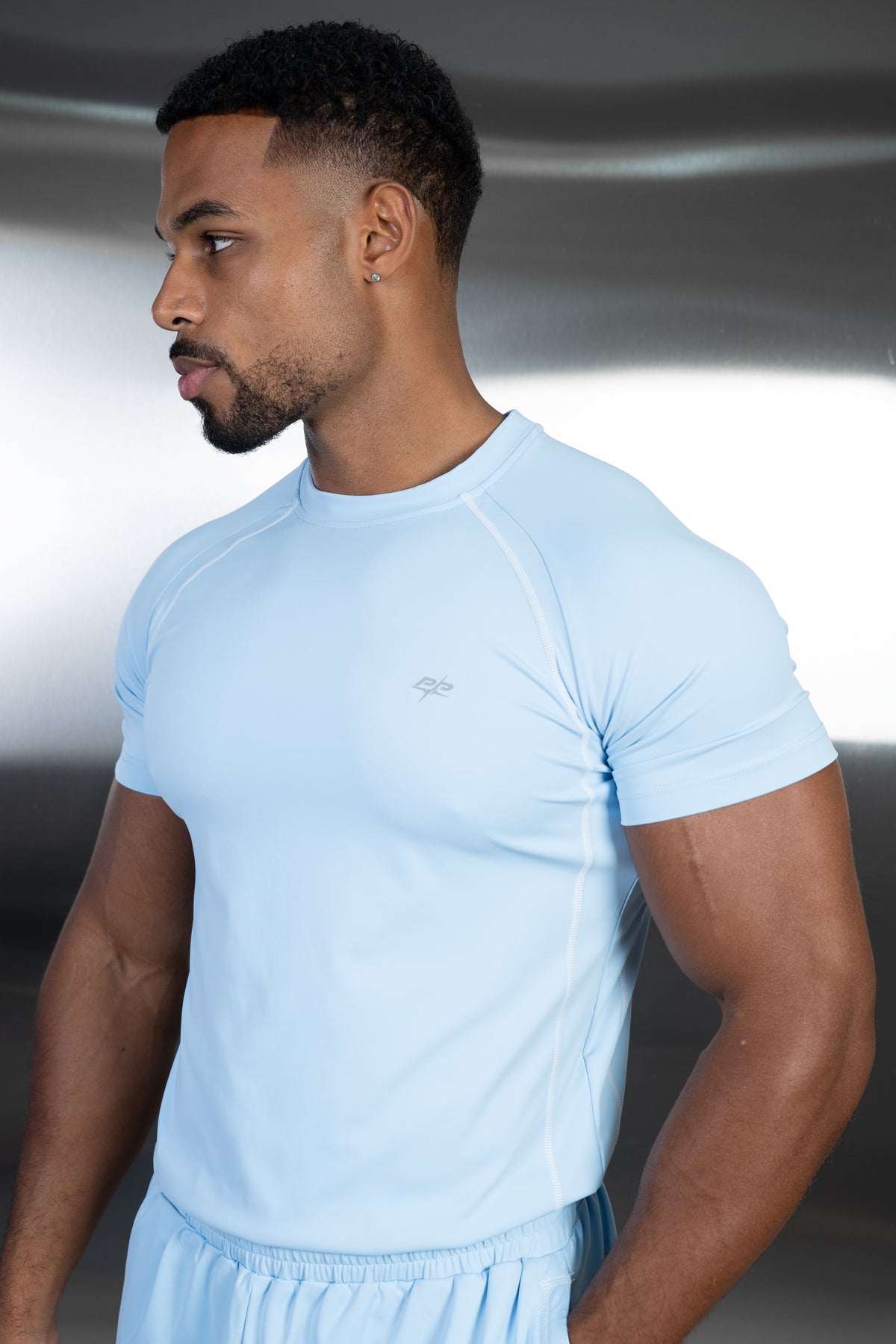 Contrast Stitch Training T-Shirt - Light Blue