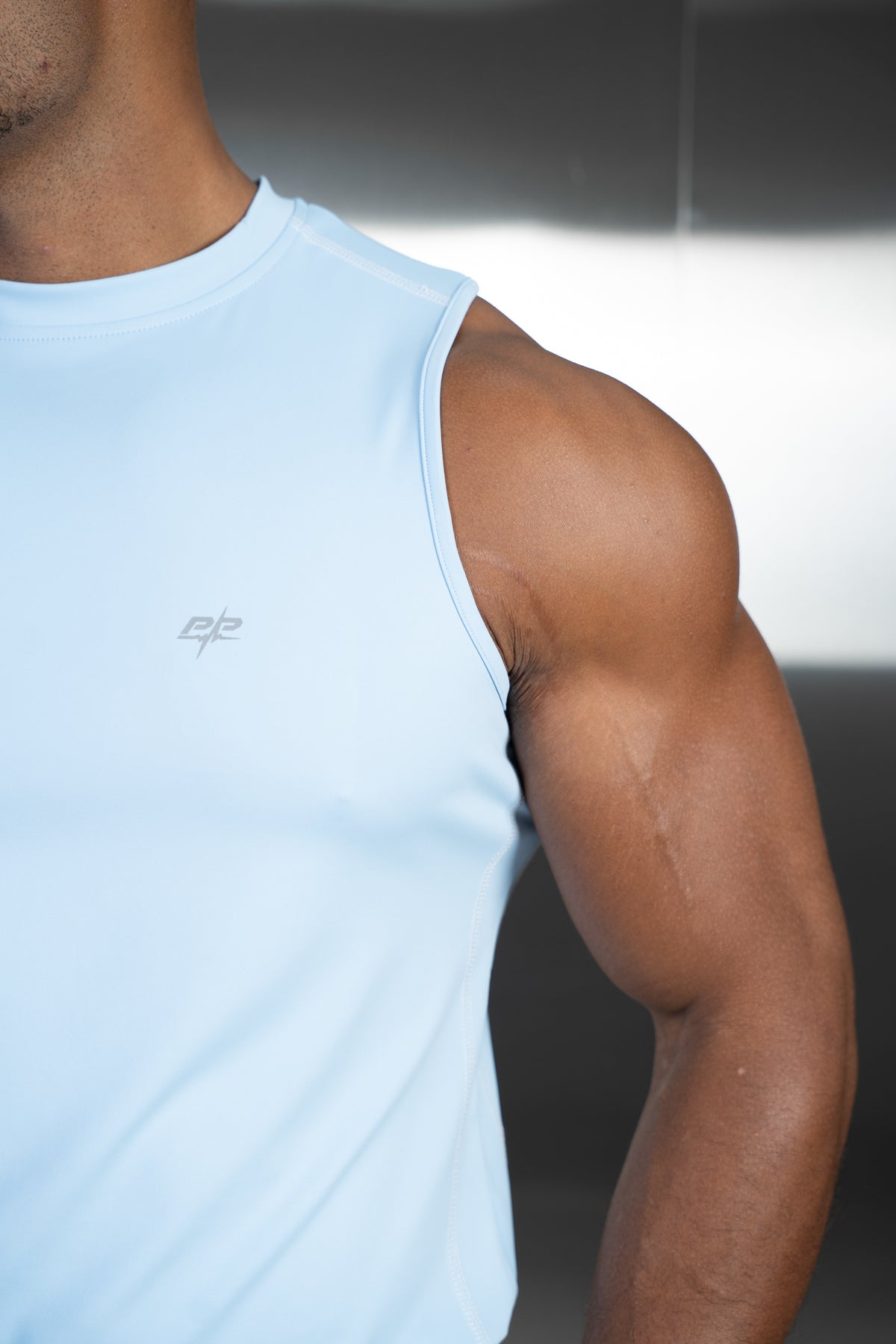 Contrast Stitch Training Tank - Light Blue