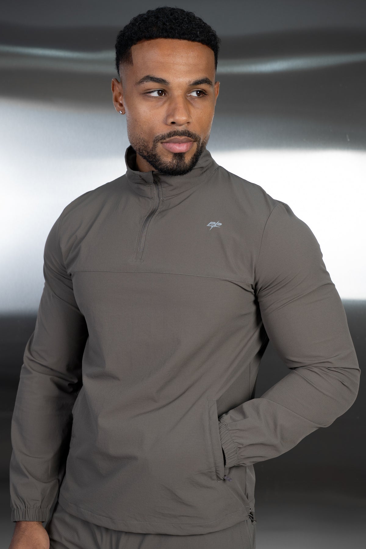 Destruct Track Quarter Zip Windbreaker - Mocha