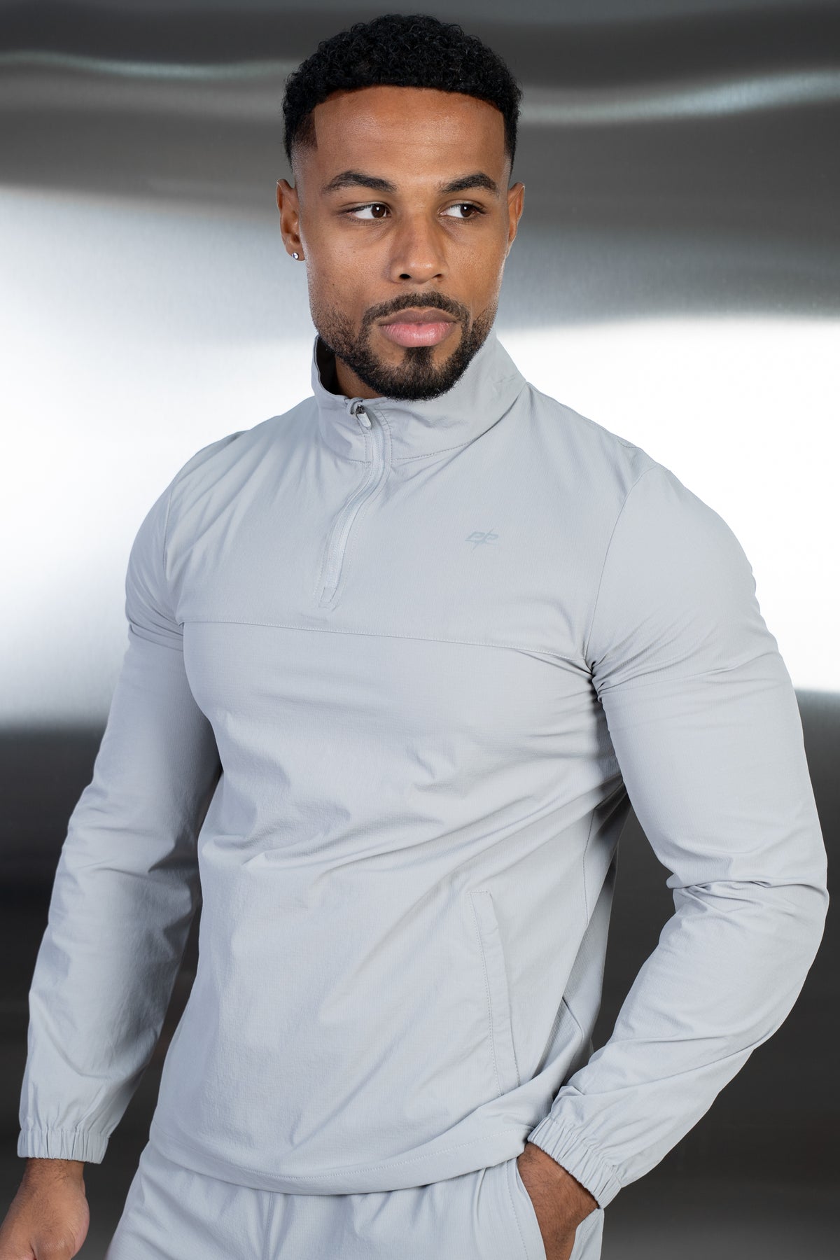 Destruct Track Quarter Zip Windbreaker - Grey