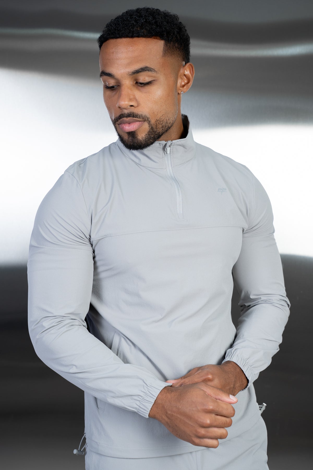 Destruct Track Quarter Zip Windbreaker - Grey