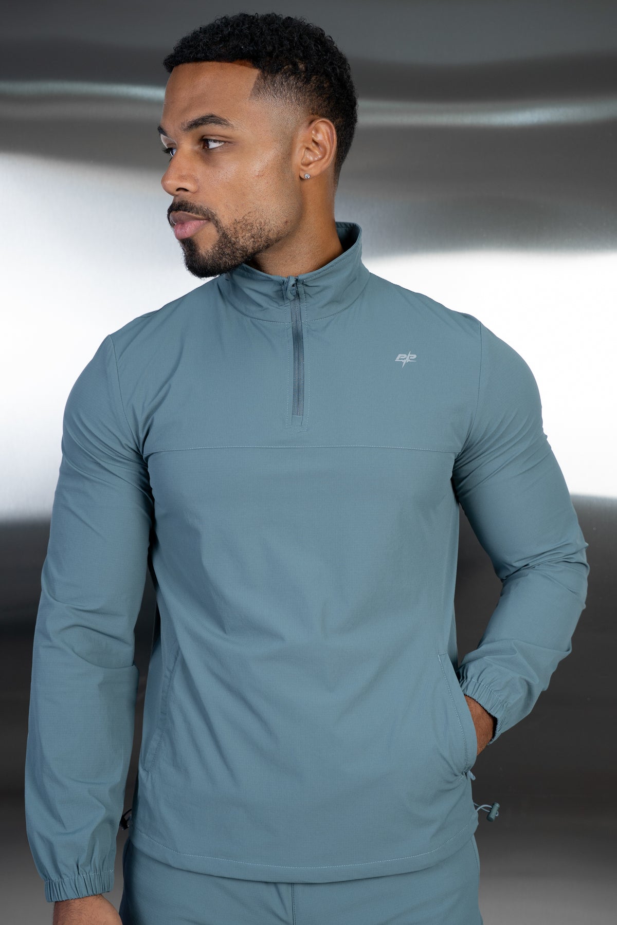 Destruct Track Quarter Zip Windbreaker - Teal