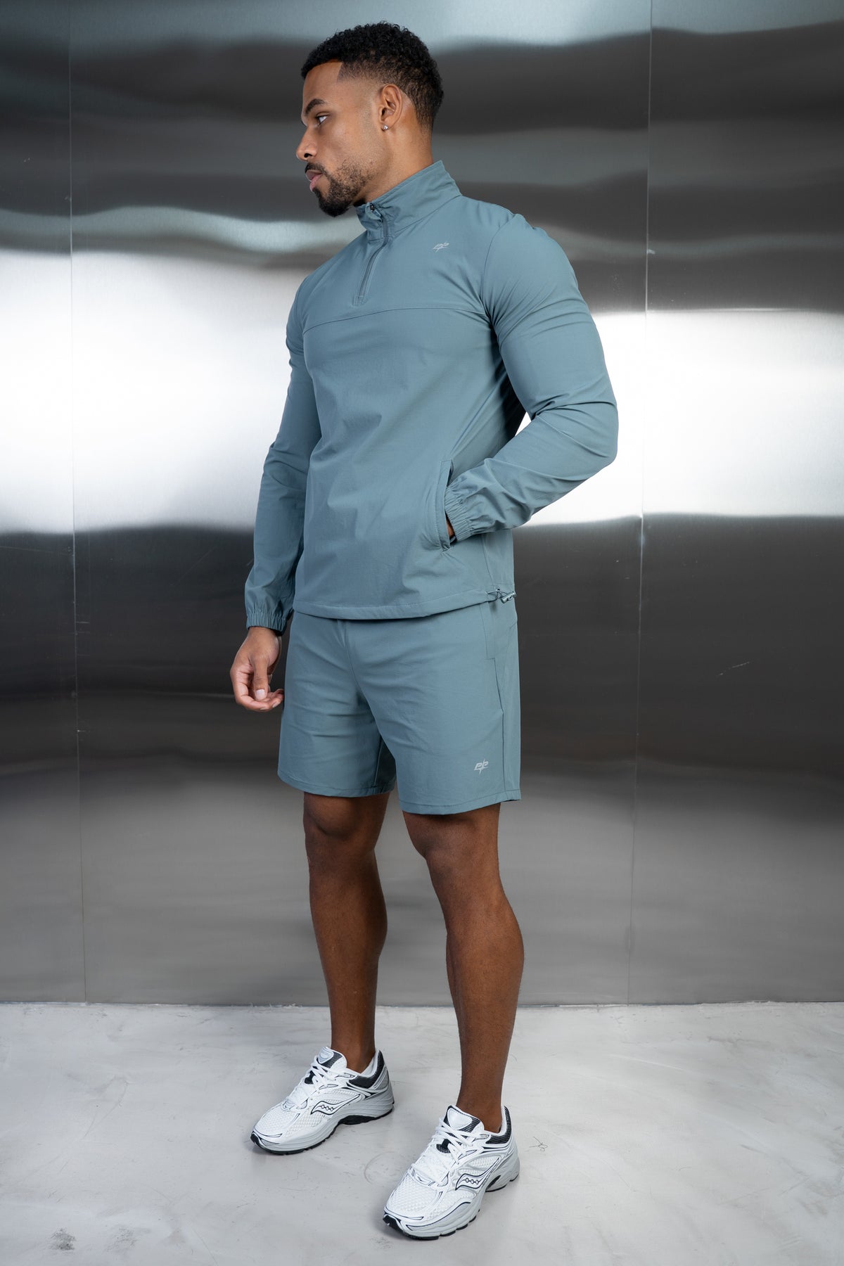 Destruct Track Quarter Zip Windbreaker - Teal