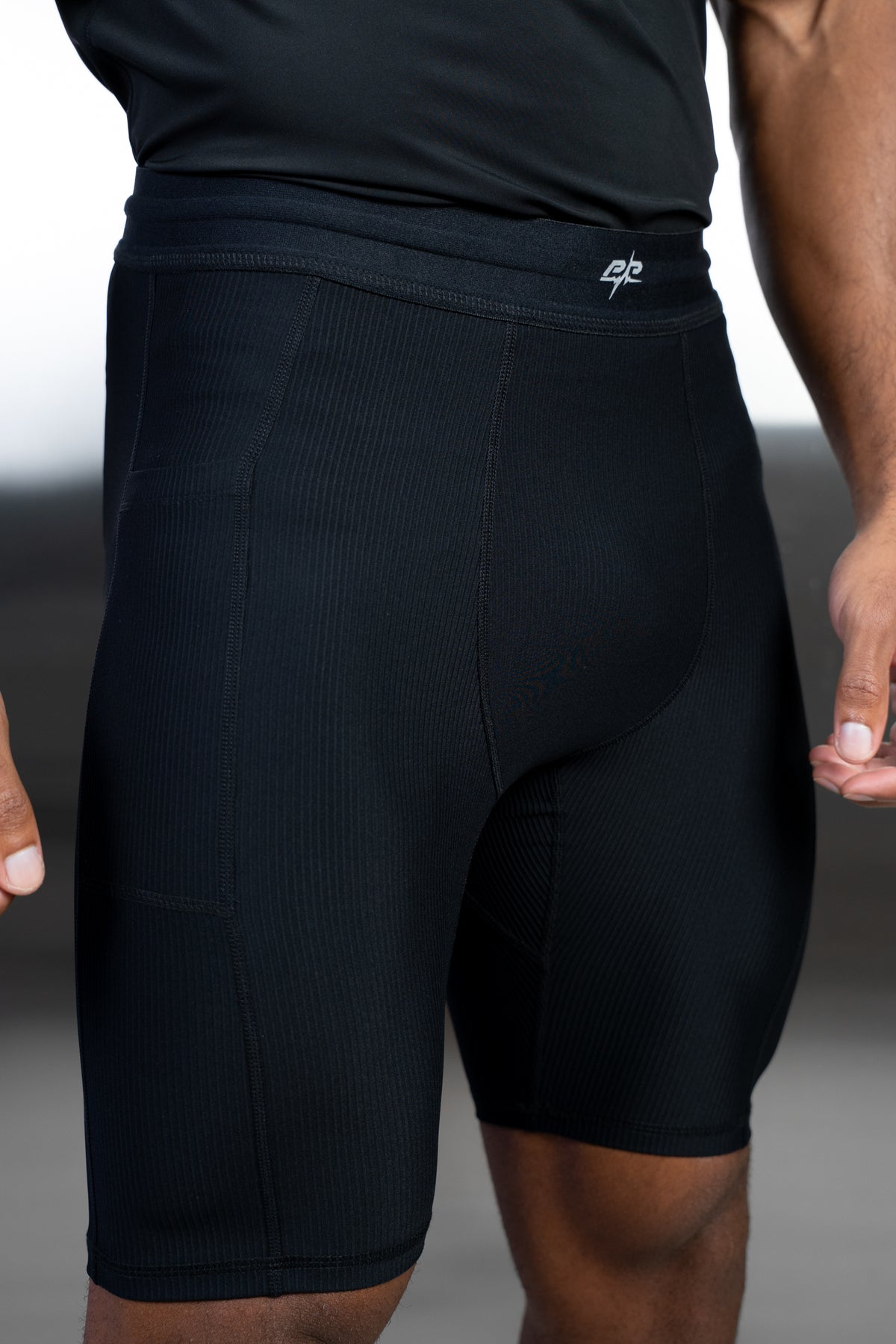 Stride Ribbed Compression Shorts - Black
