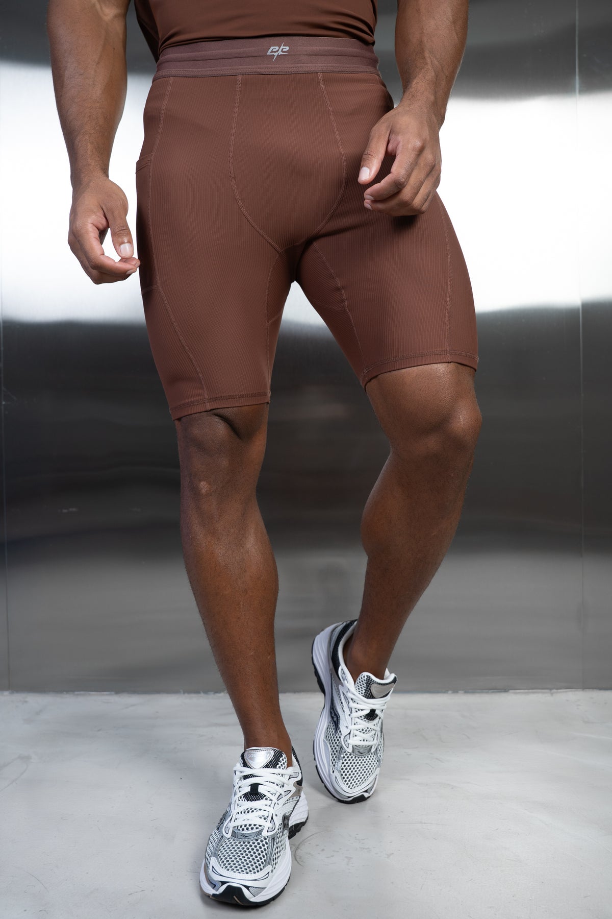 Stride Ribbed Compression Shorts - Mocha