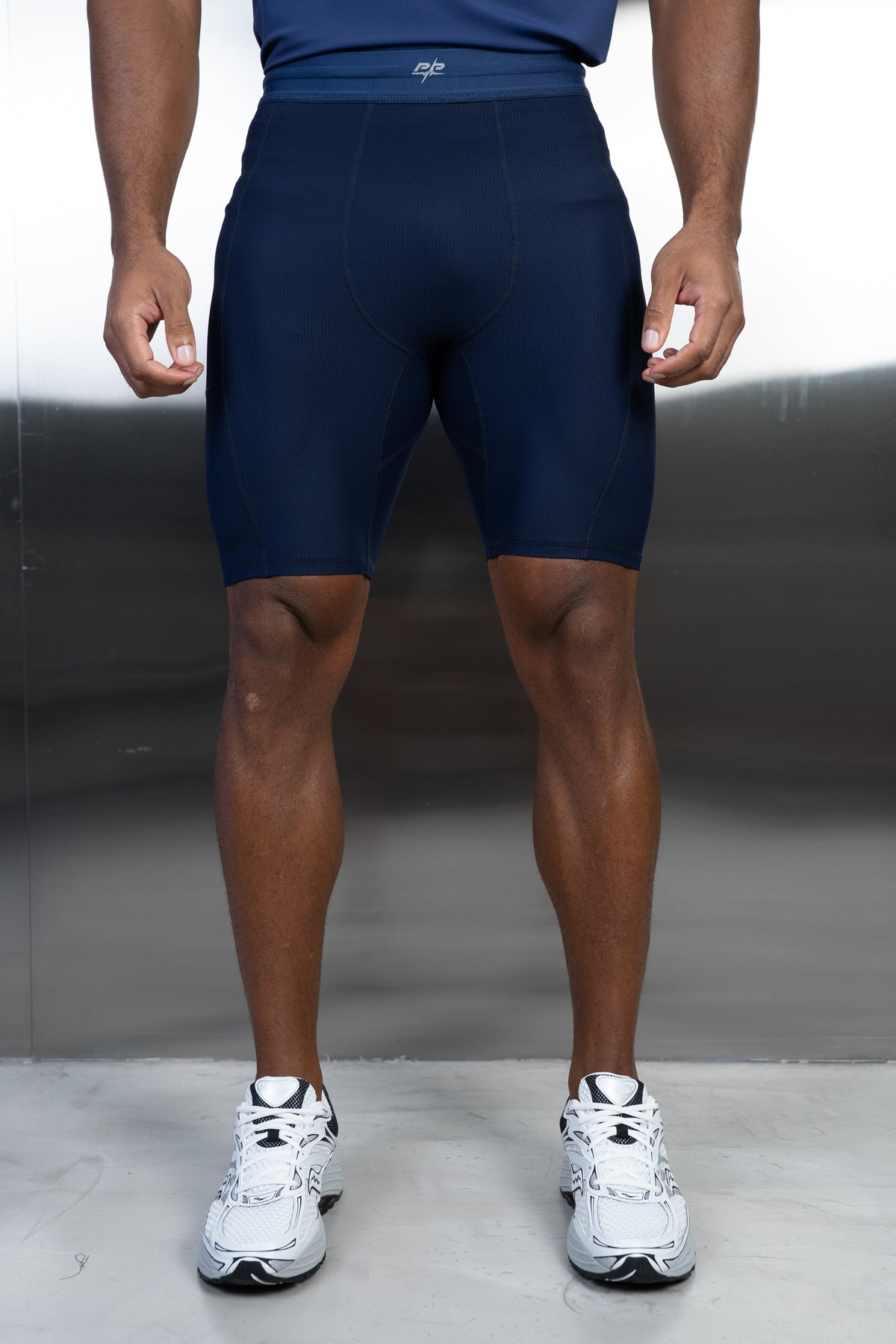 Stride Ribbed Compression Shorts - Navy