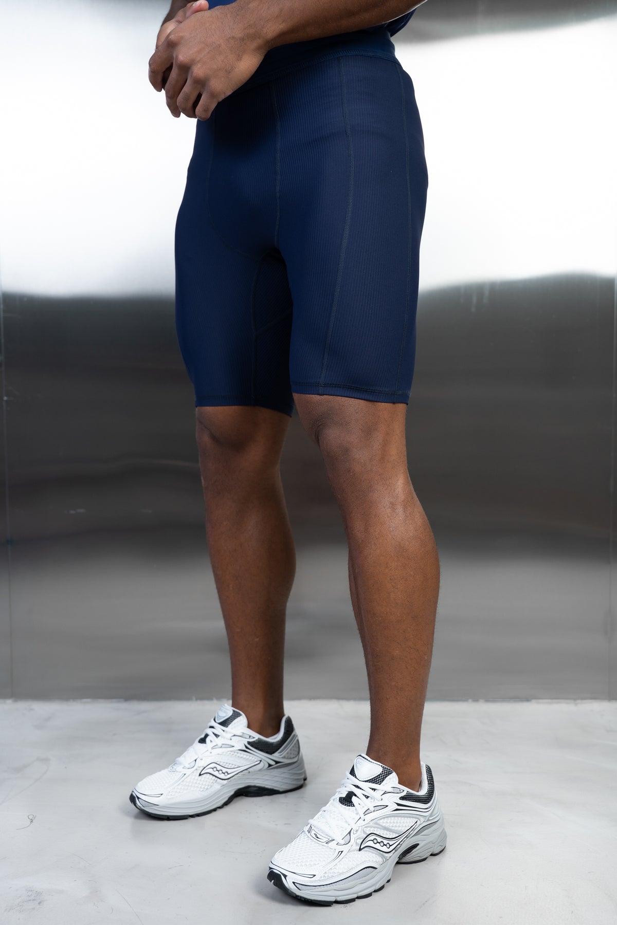 Stride Ribbed Compression Shorts - Navy