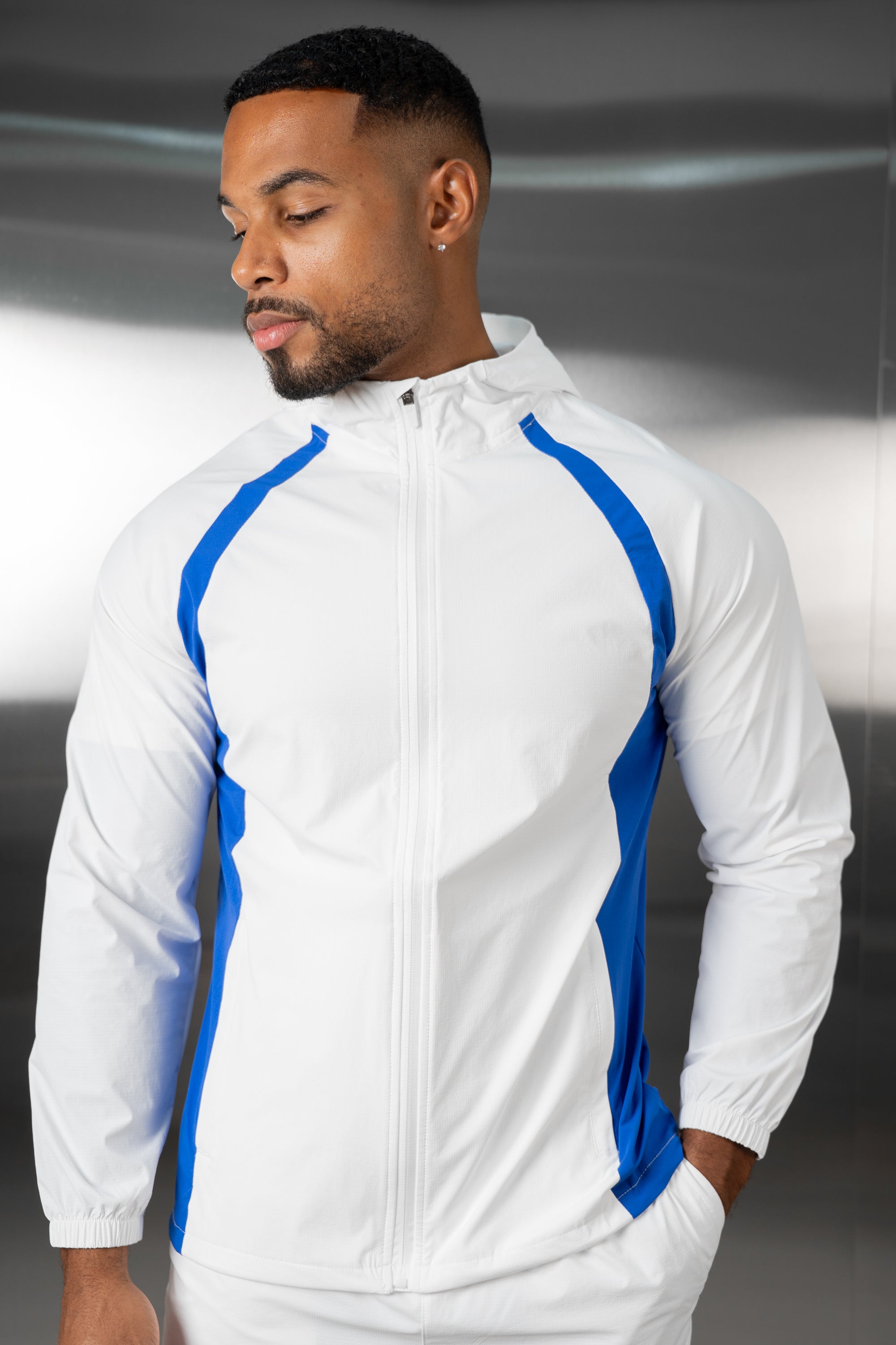 Synergy Technical Windbreaker Jacket - White/Royal Blue