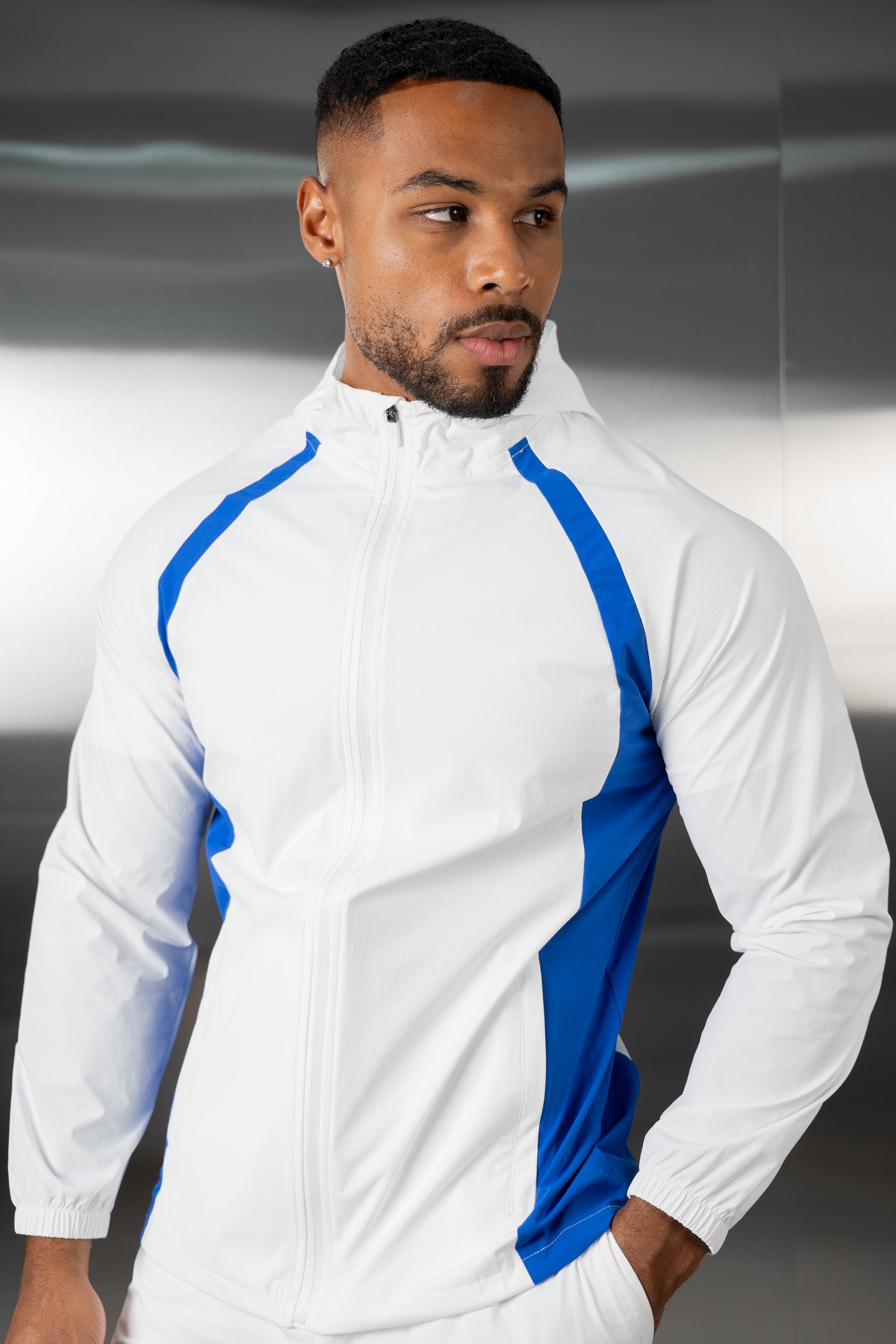 Synergy Technical Windbreaker Jacket - White/Royal Blue