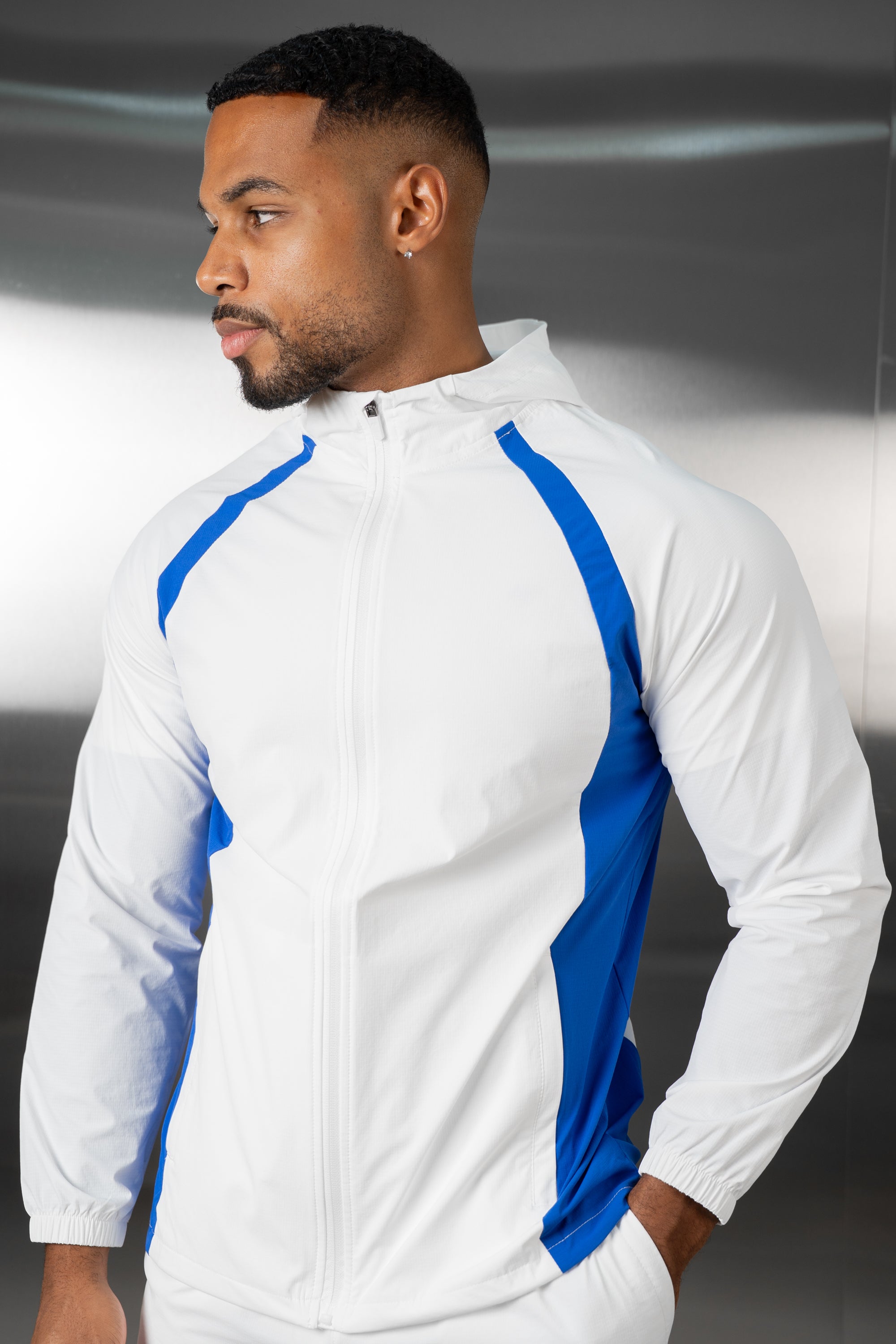 Synergy Technical Windbreaker Jacket - White/Royal Blue
