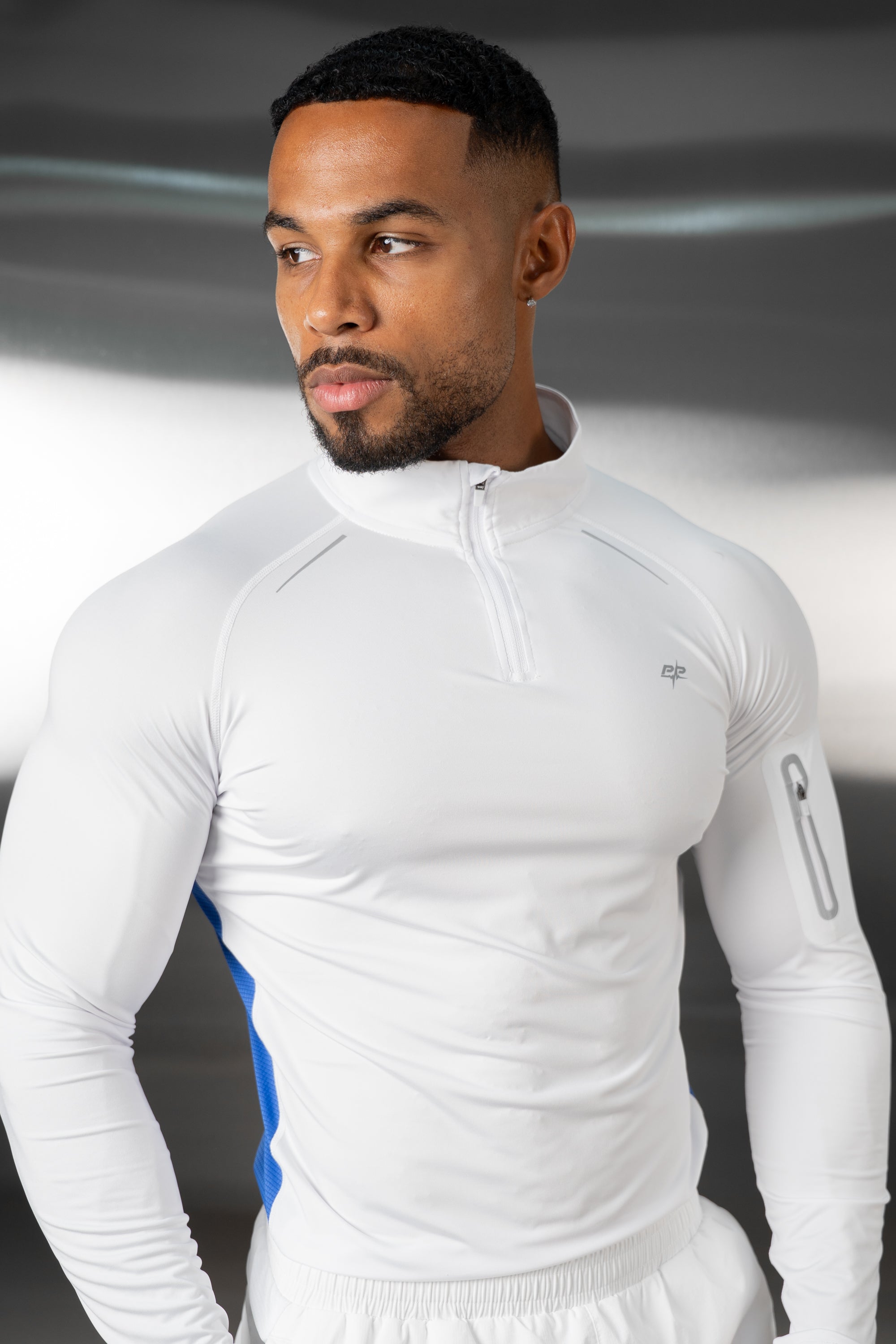 Synergy Quarter Zip Training Top - White/Royal Blue