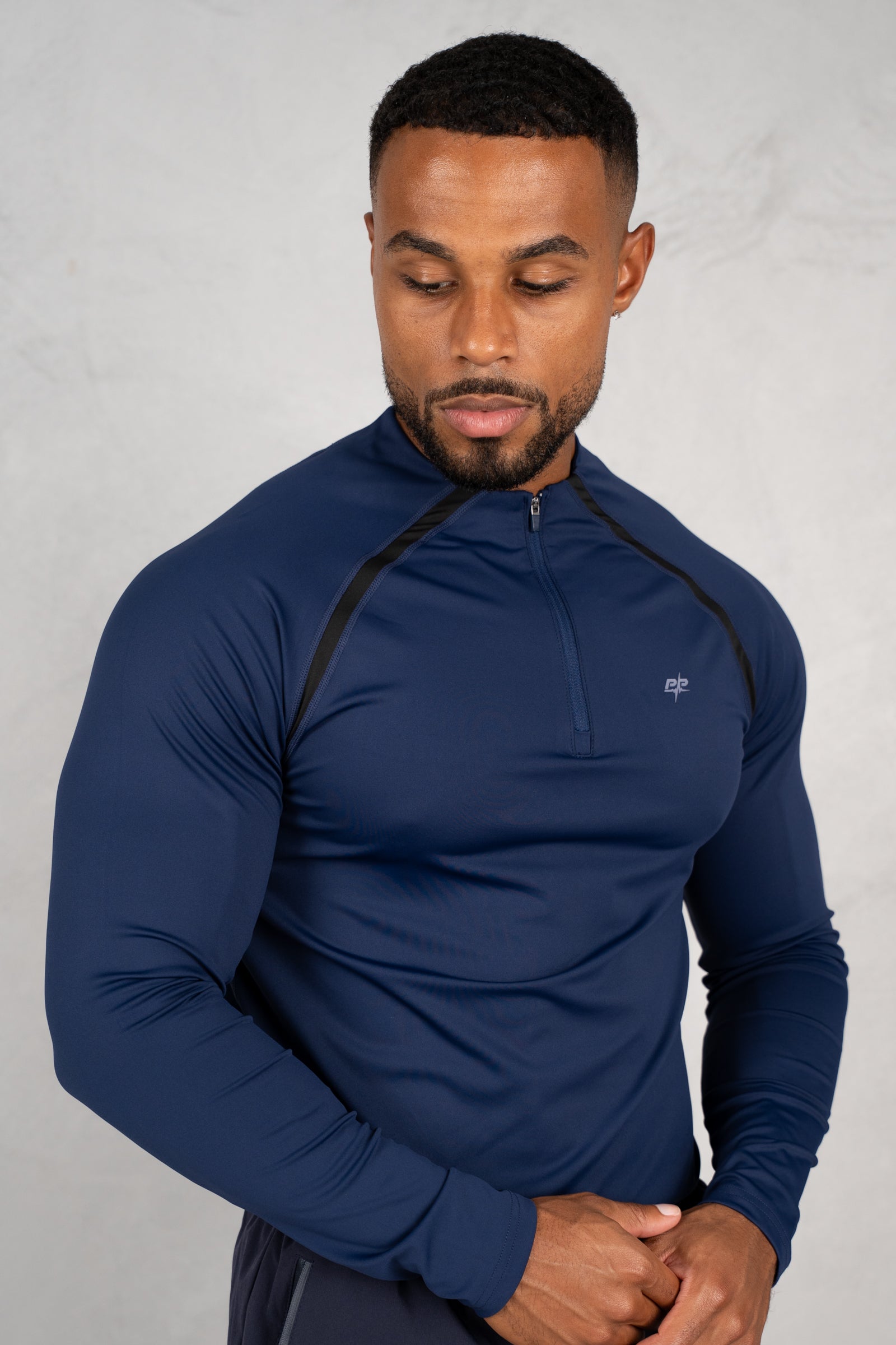 Vector Training Collarless Quarter Zip - Navy