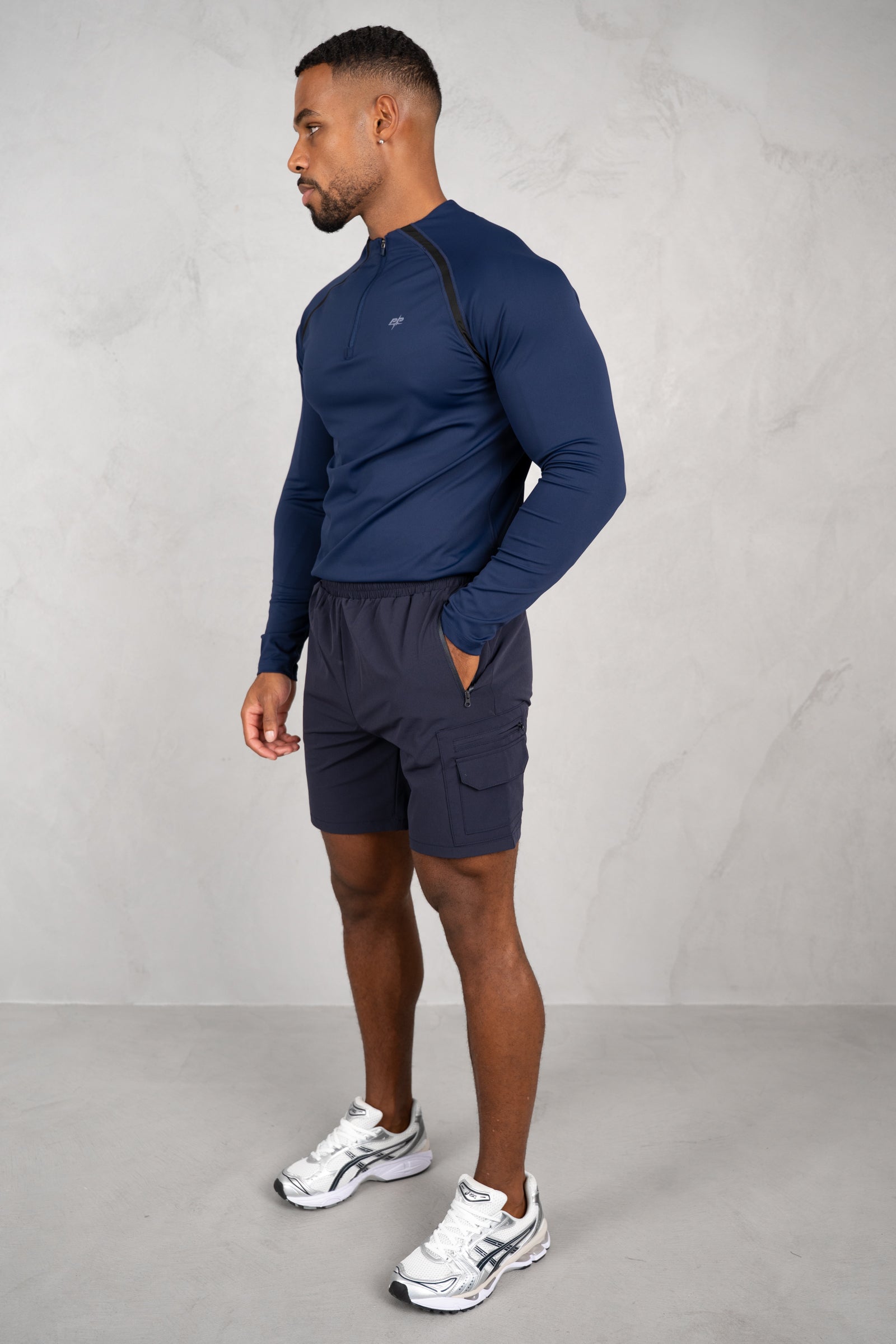 Vector Training Collarless Quarter Zip - Navy