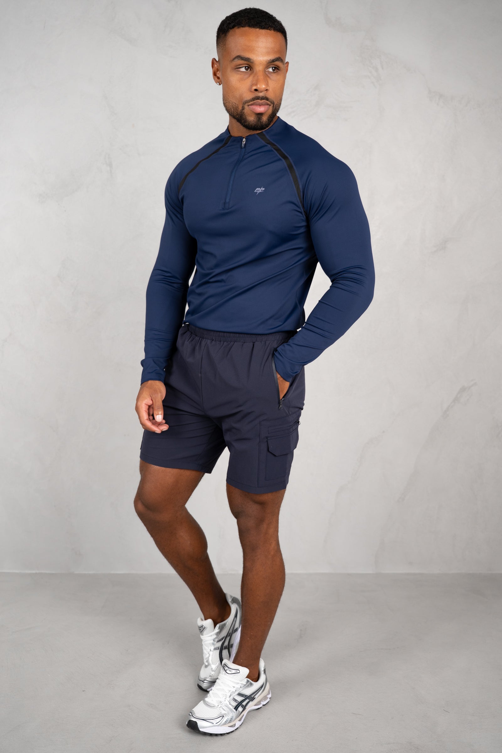 Vector Training Collarless Quarter Zip - Navy