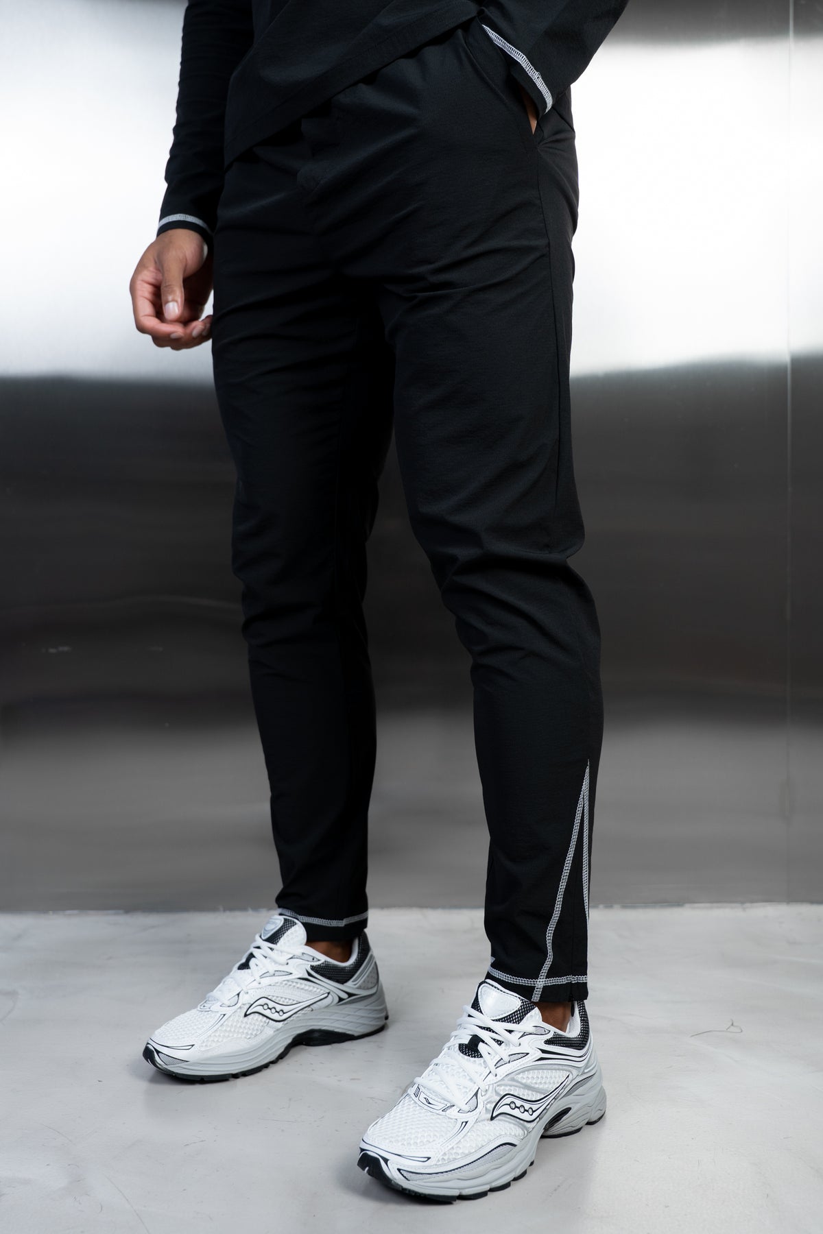 Contrast Stitch Technical Pant - Black