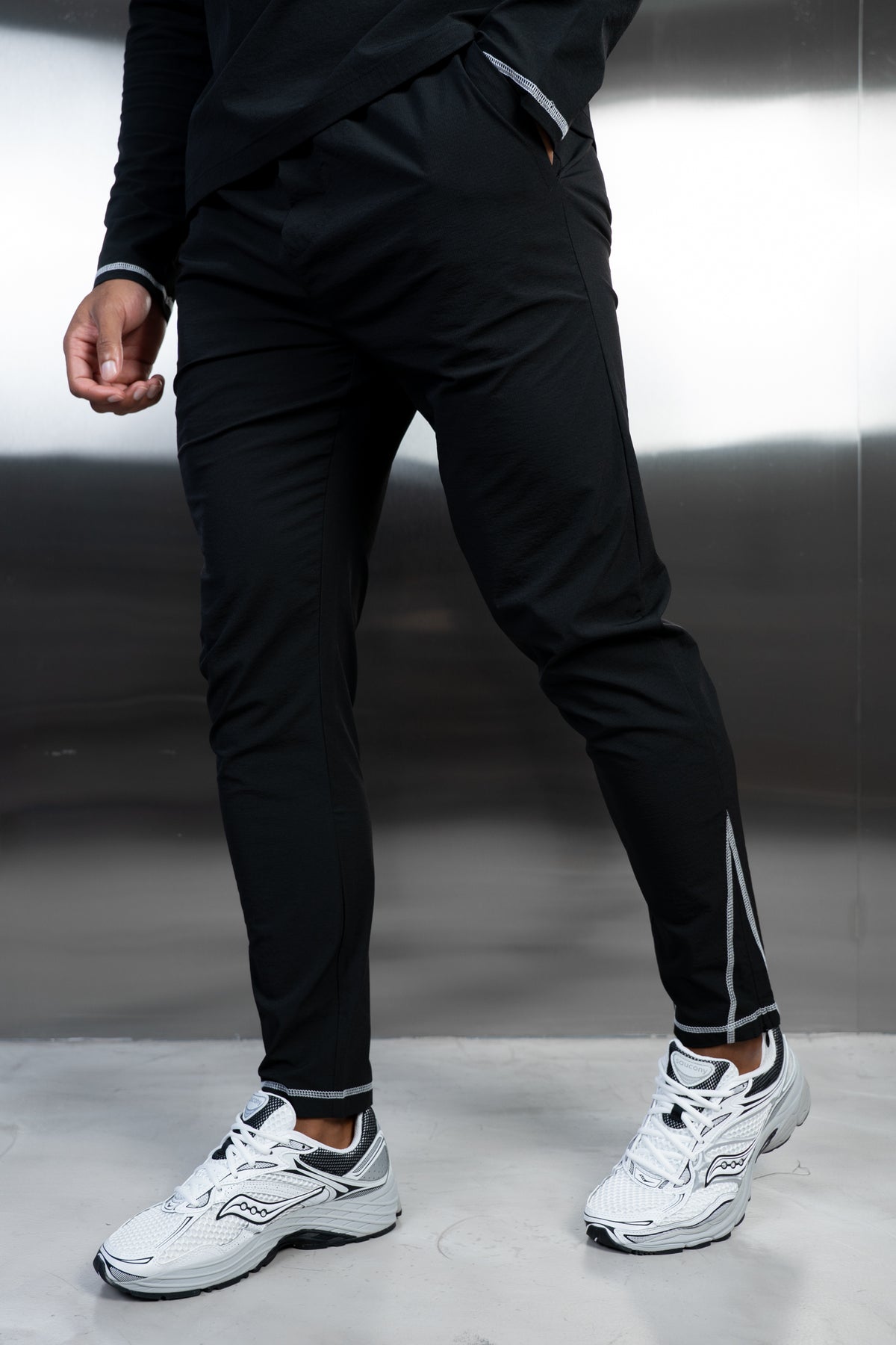 Contrast Stitch Technical Pant - Black