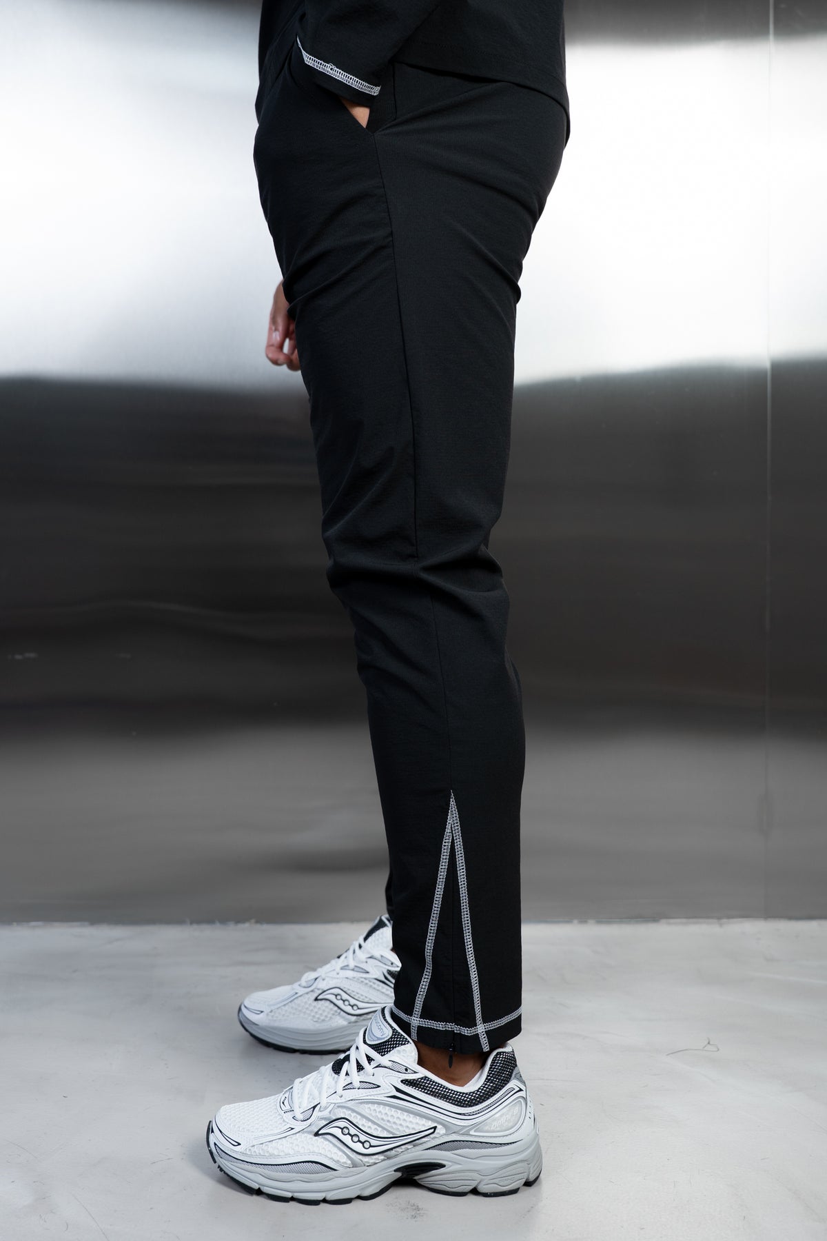 Contrast Stitch Technical Pant - Black