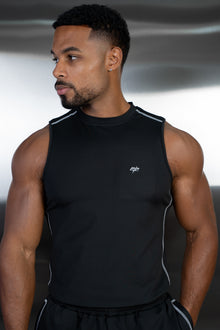 Contrast Stitch Training Tank - Black