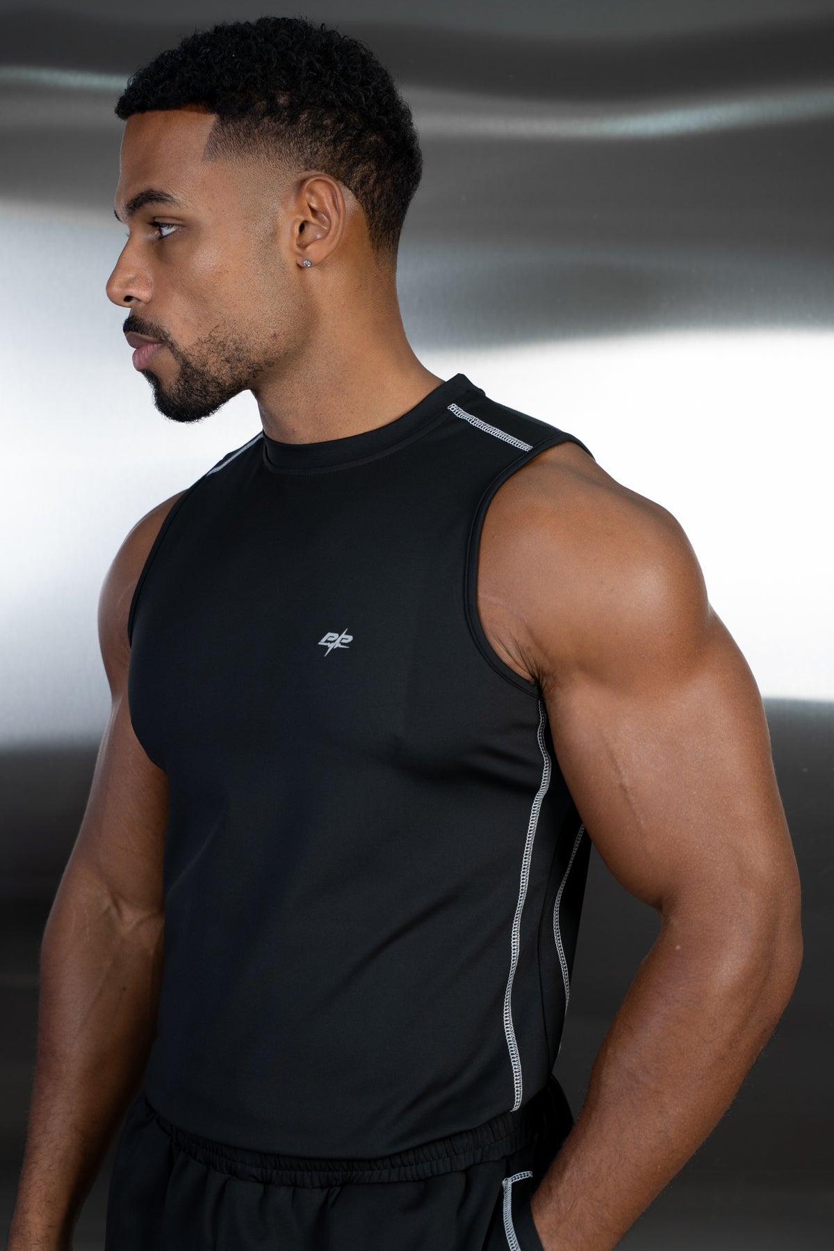 Contrast Stitch Training Tank - Black