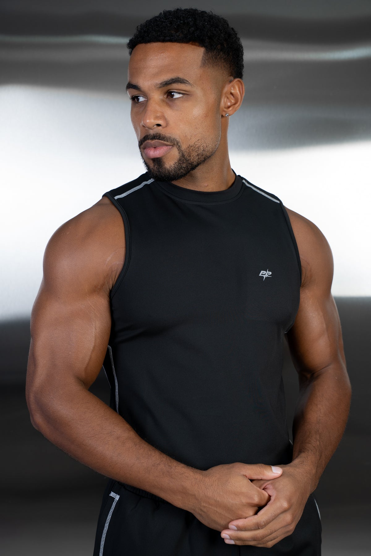 Contrast Stitch Training Tank - Black