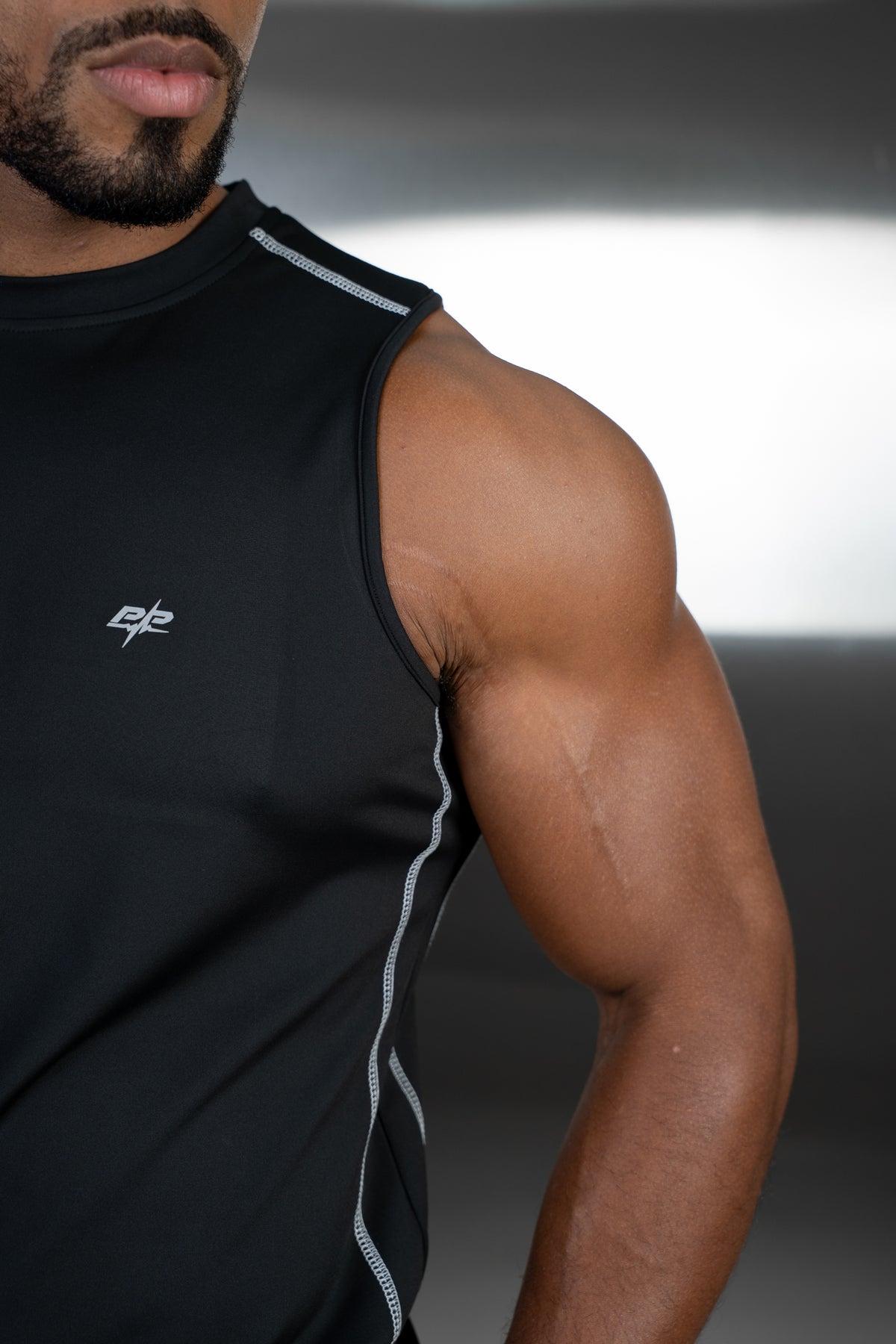 Contrast Stitch Training Tank - Black