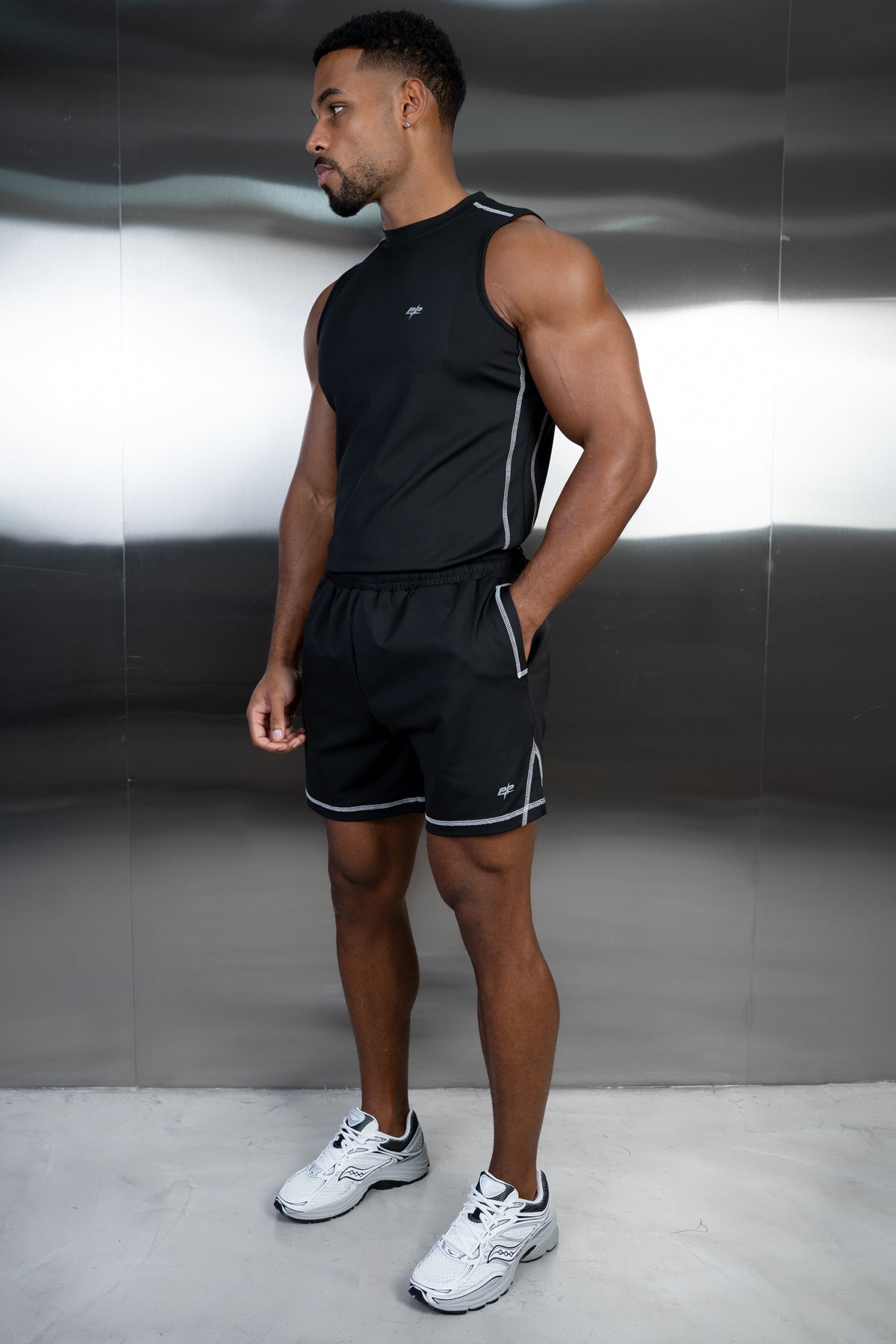 Contrast Stitch Training Tank - Black