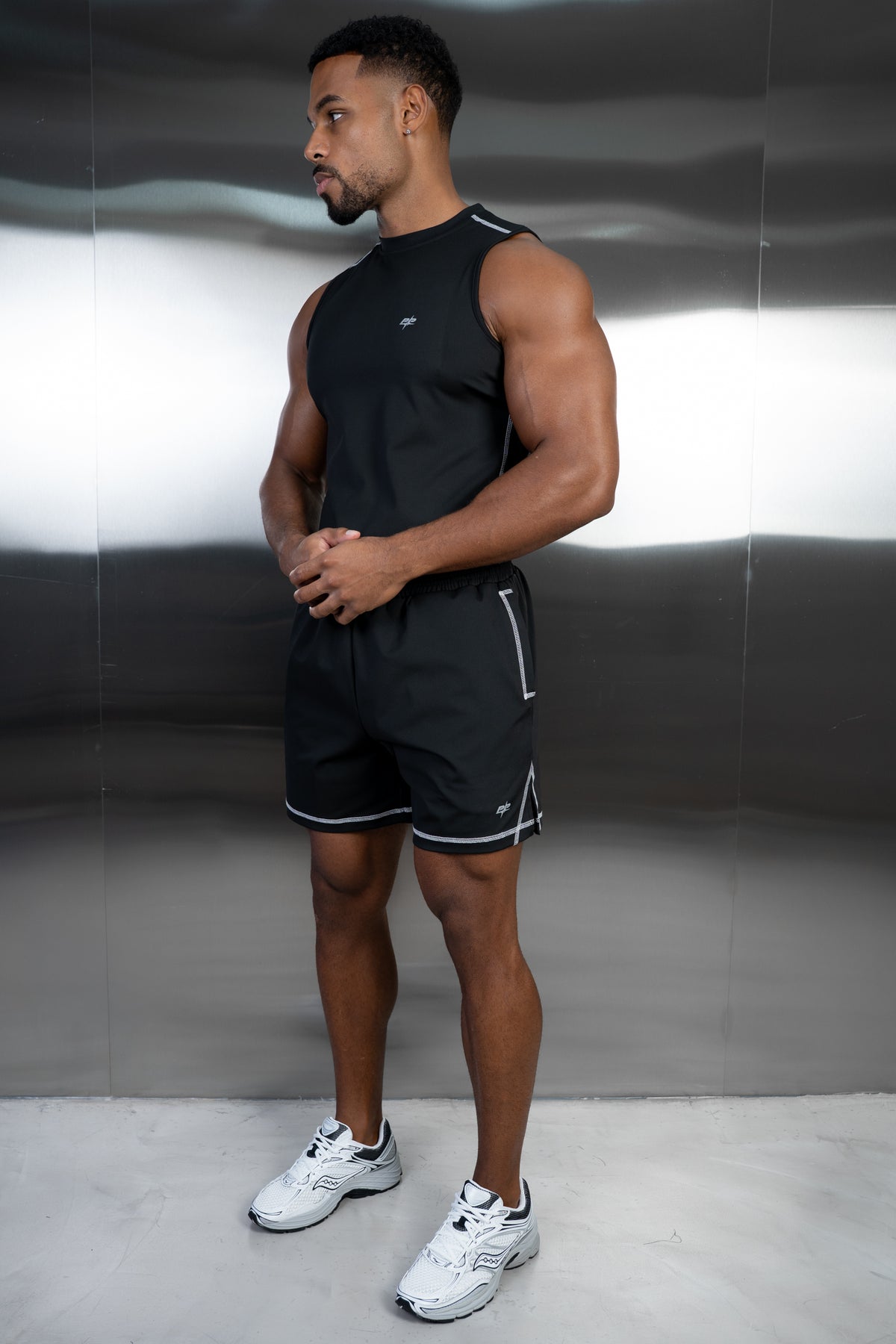 Contrast Stitch Training Tank - Black