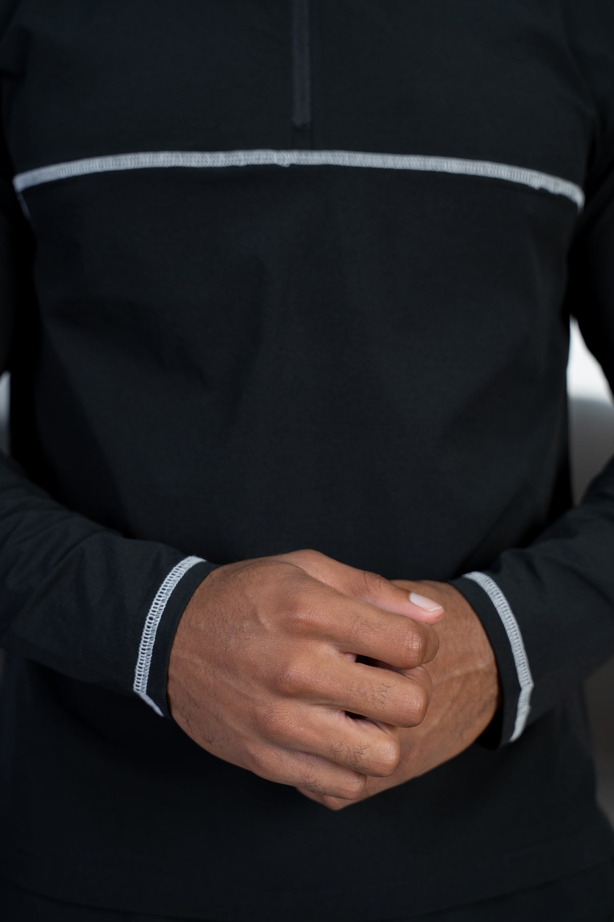 Contrast Stitch Quarter Zip Windbreaker - Black