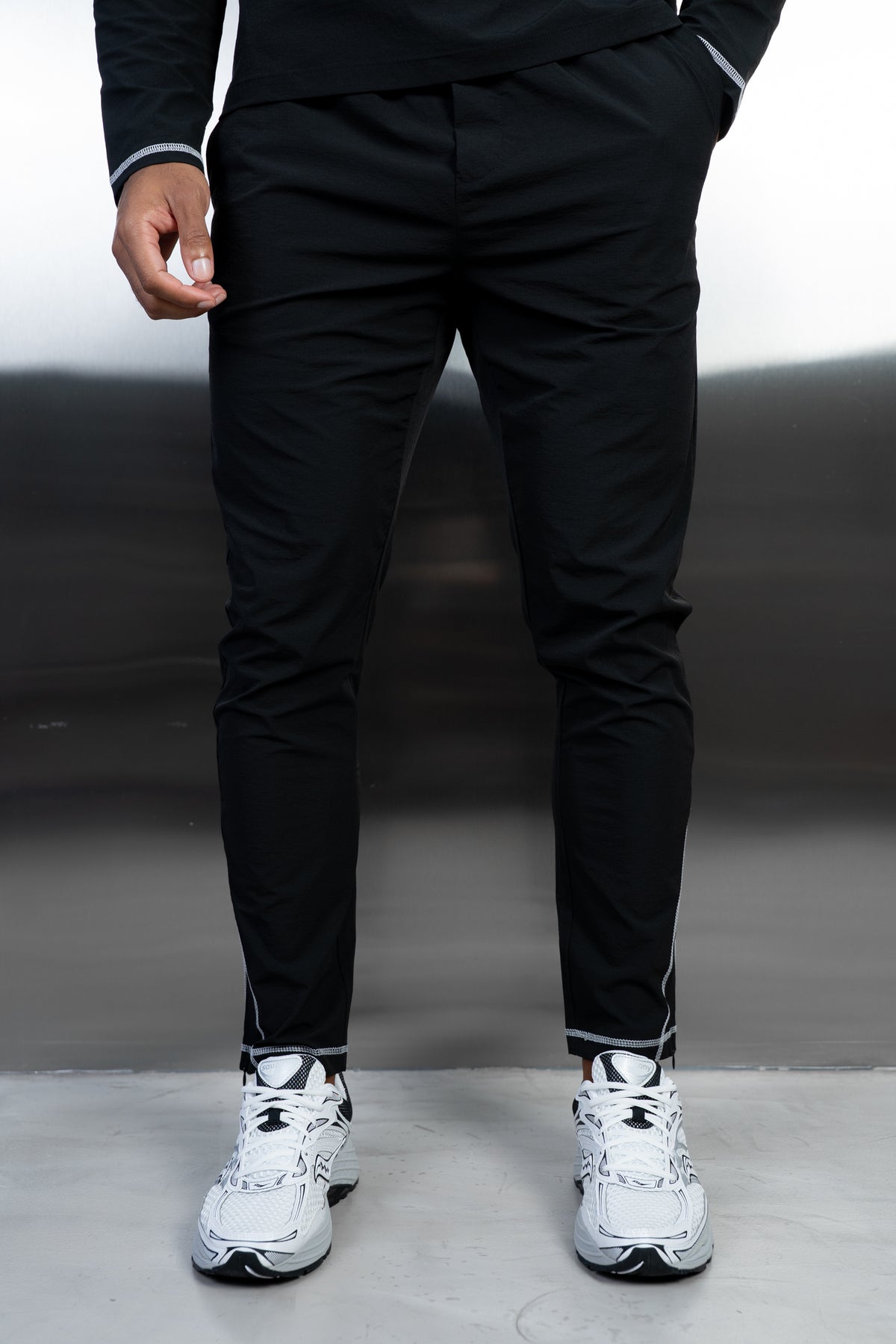 Contrast Stitch Technical Pant - Black