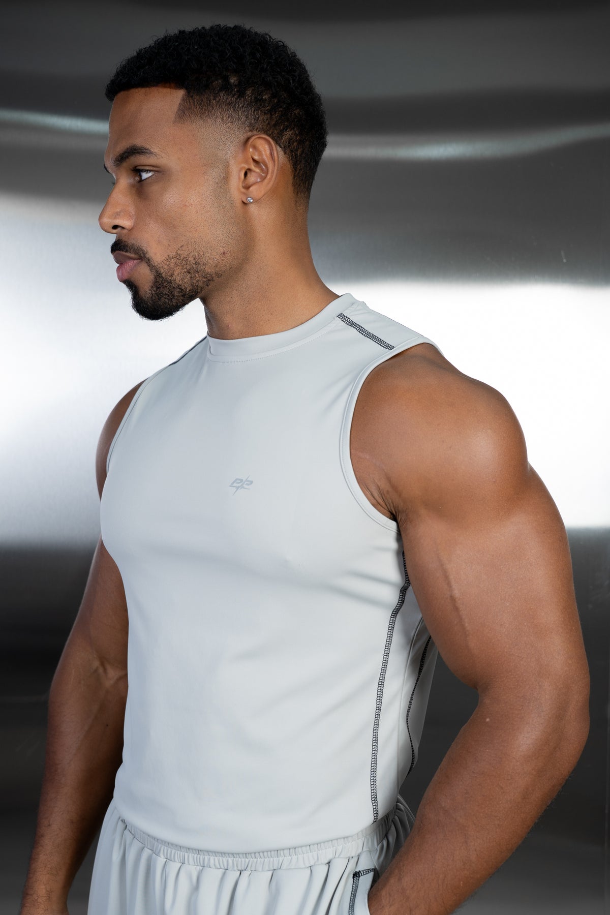 Contrast Stitch Training Tank - Grey