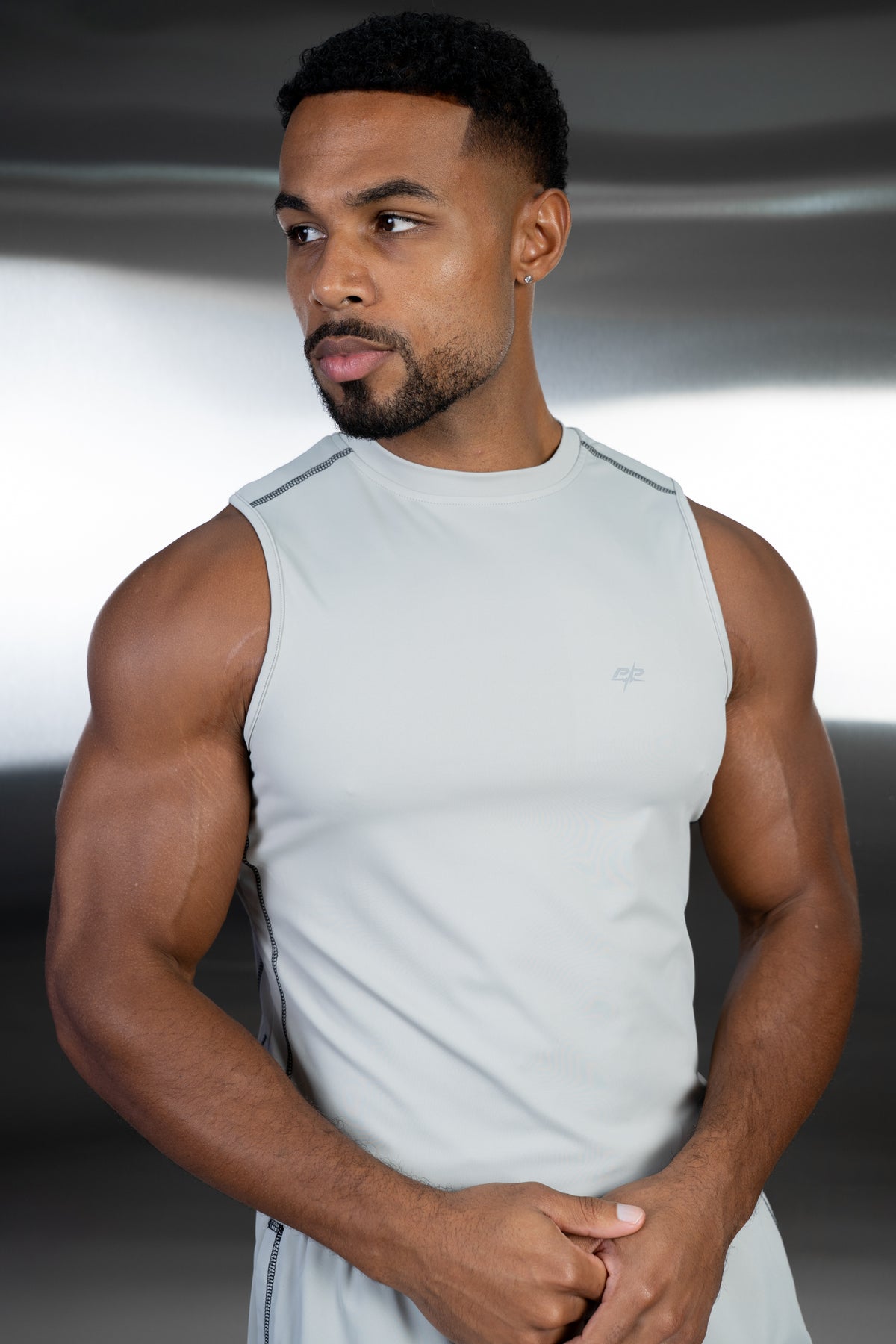 Contrast Stitch Training Tank - Grey