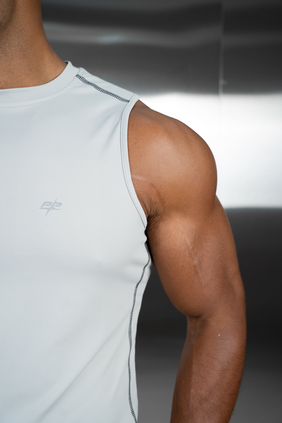 Contrast Stitch Training Tank - Grey