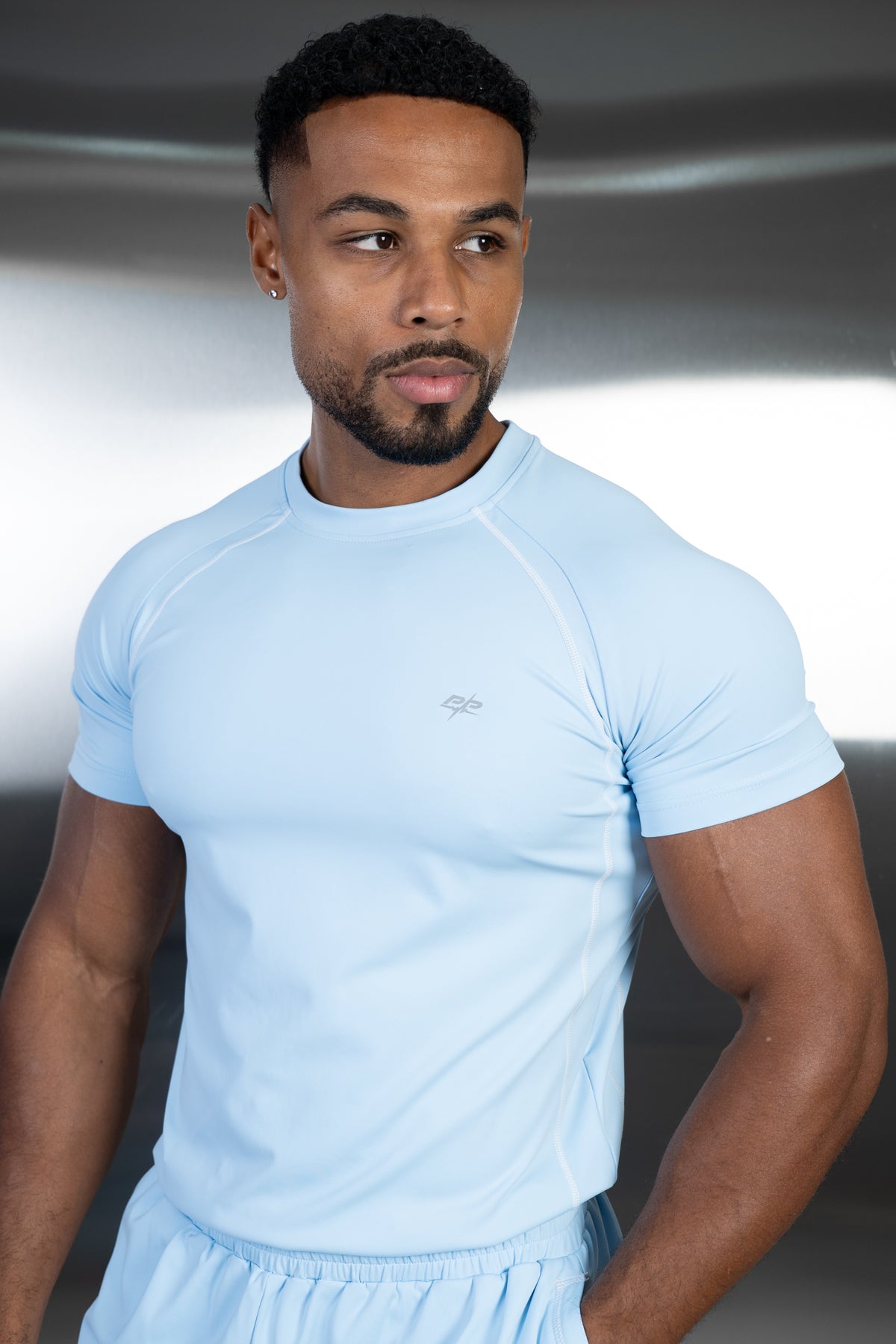 Contrast Stitch Training T-Shirt - Light Blue