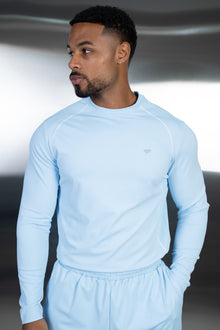 Contrast Stitch Long Sleeve Training T-Shirt - Light Blue