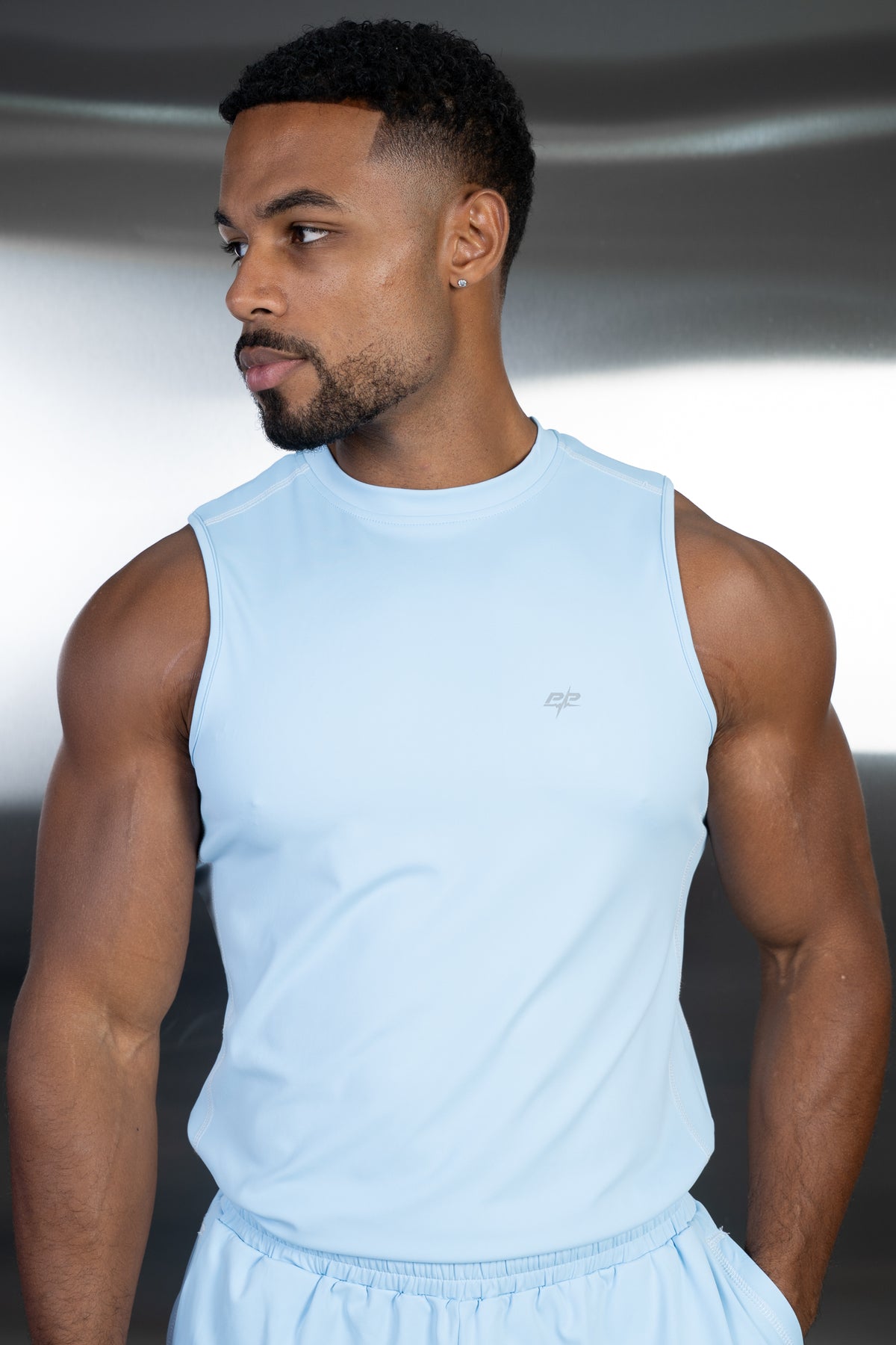 Contrast Stitch Training Tank - Light Blue