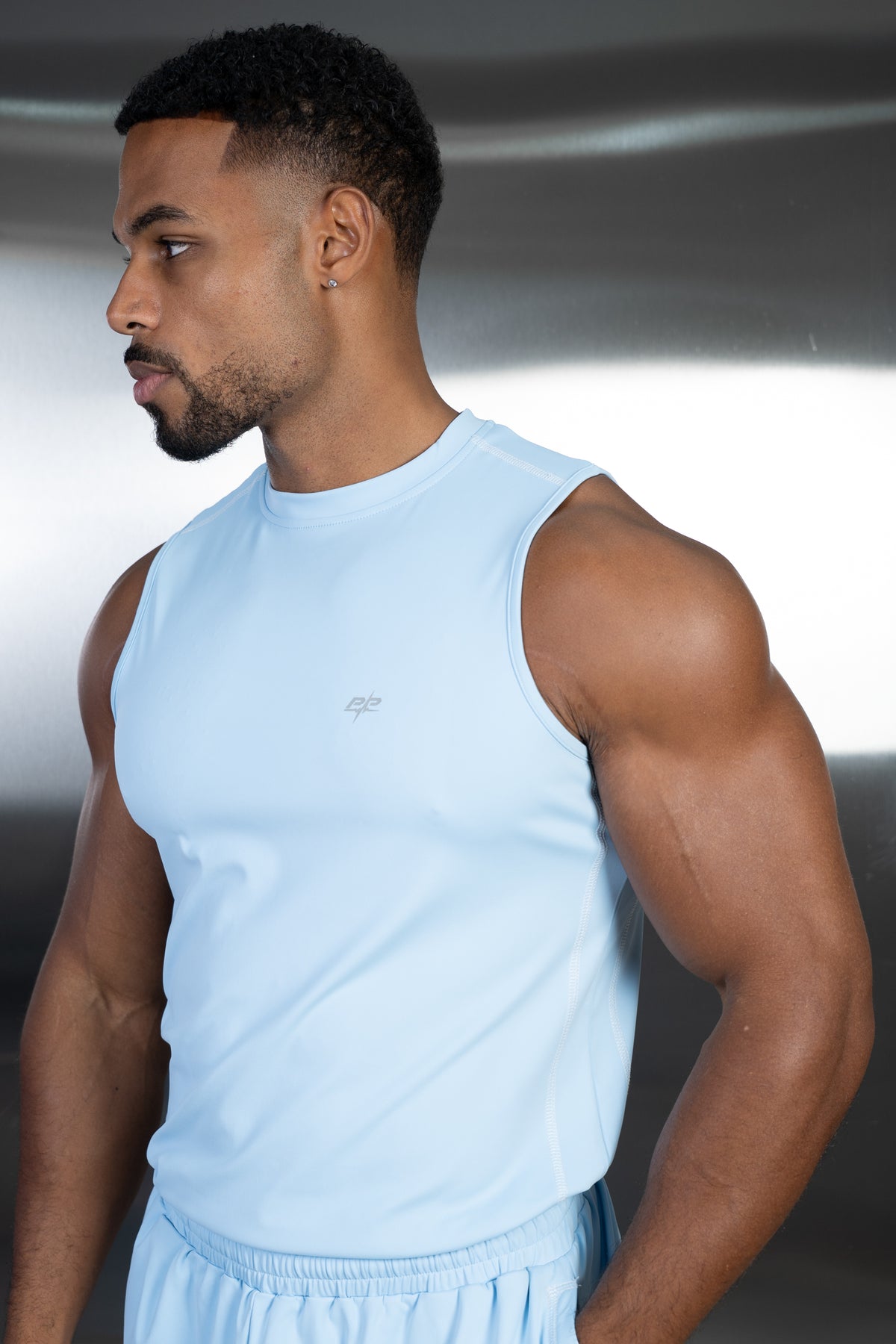 Contrast Stitch Training Tank - Light Blue