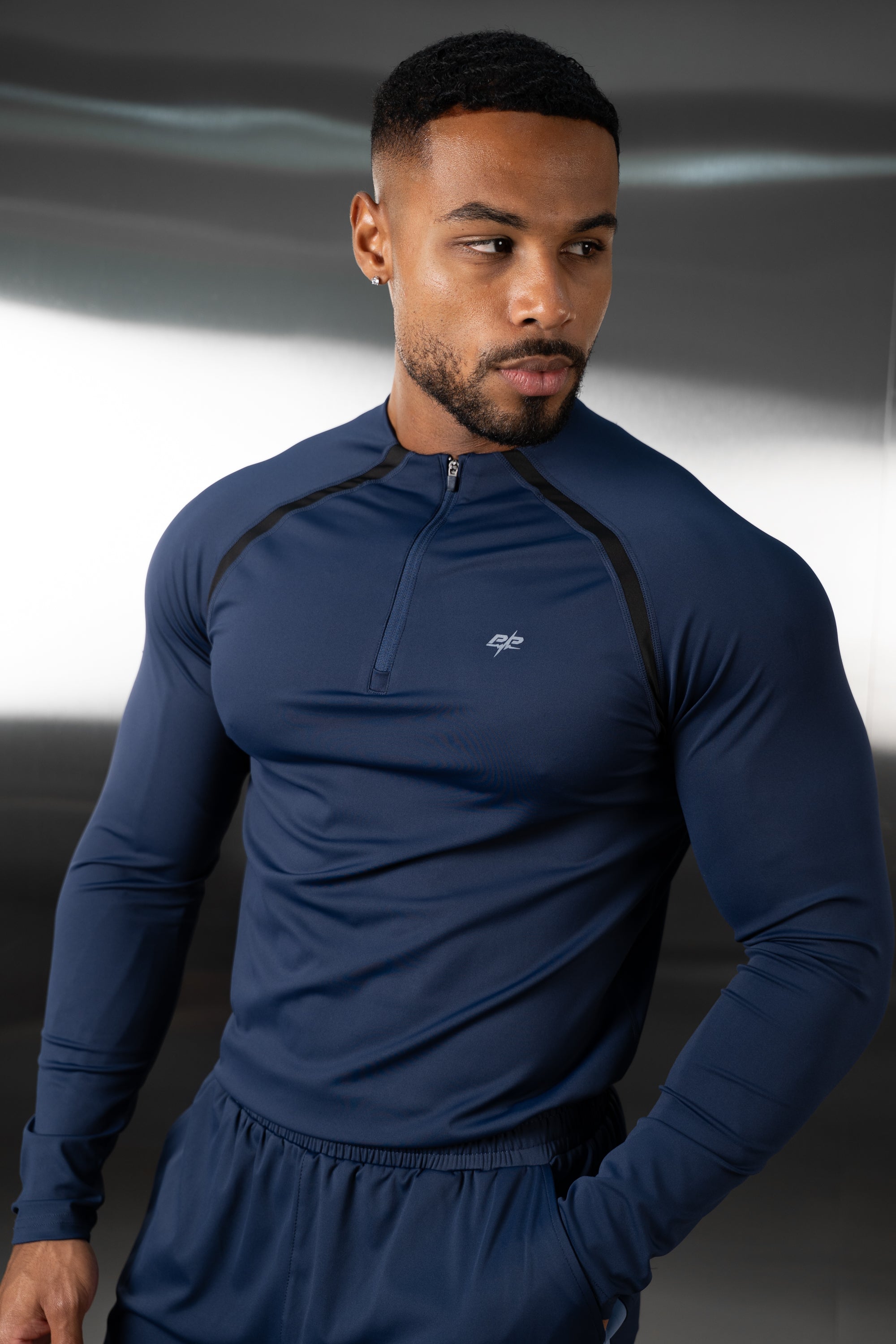 Vector Training Collarless Quarter Zip - Navy