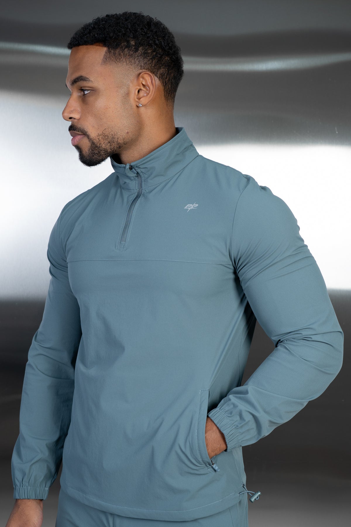Destruct Track Quarter Zip Windbreaker - Teal