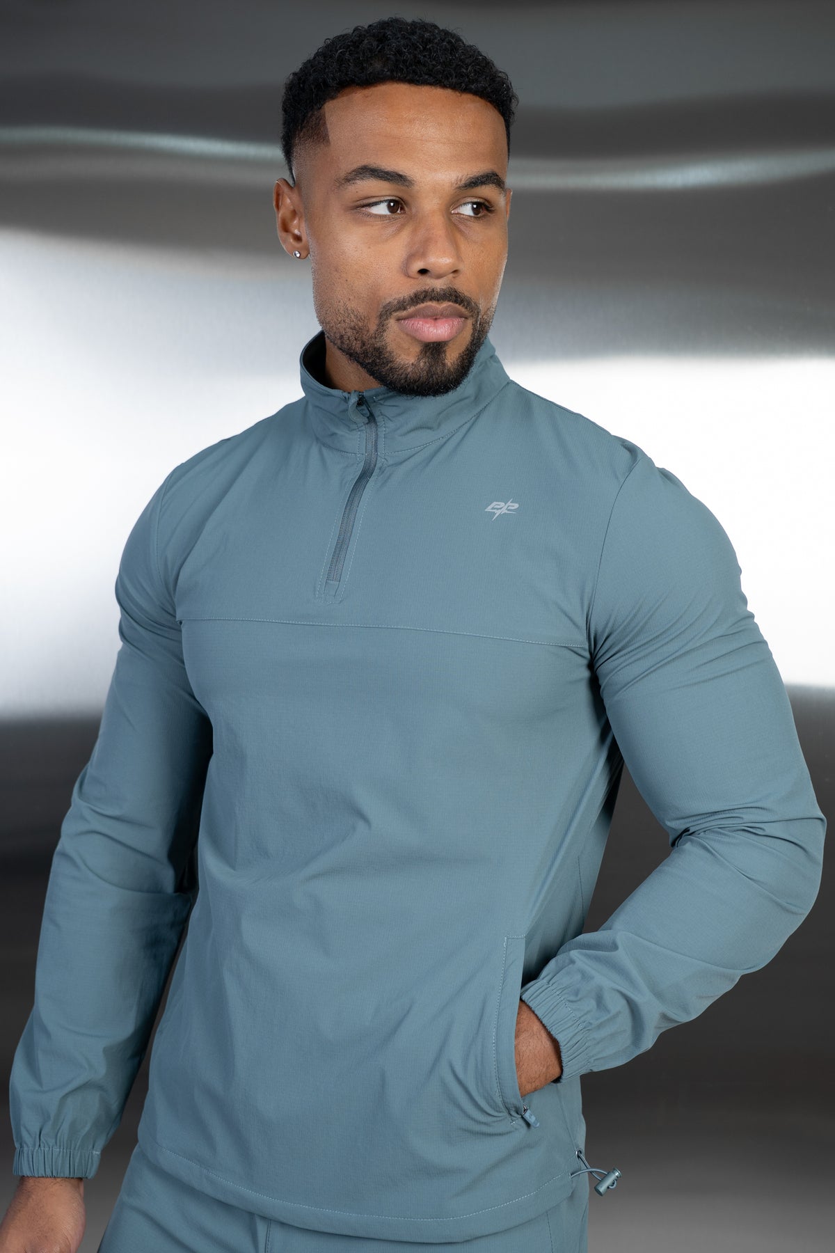 Destruct Track Quarter Zip Windbreaker - Teal