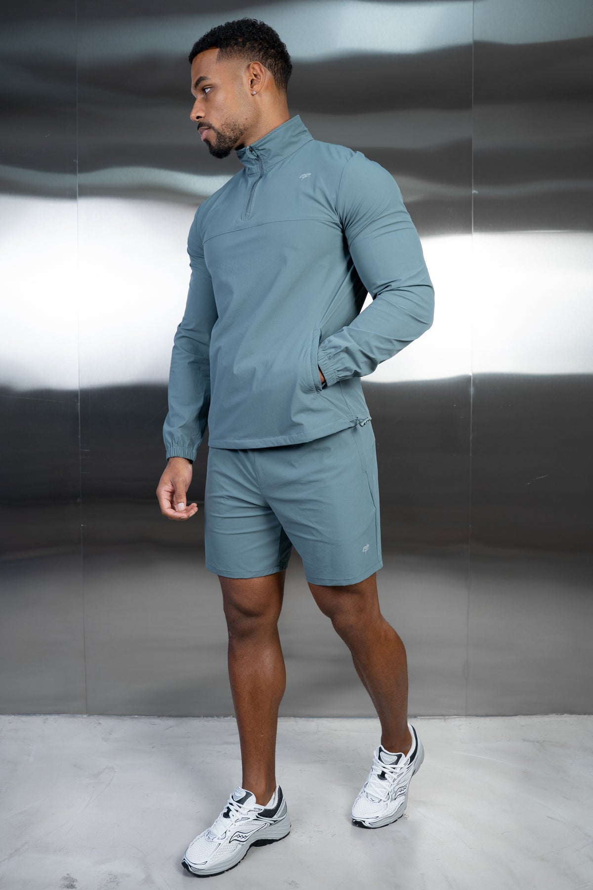 Destruct Track Quarter Zip Windbreaker - Teal