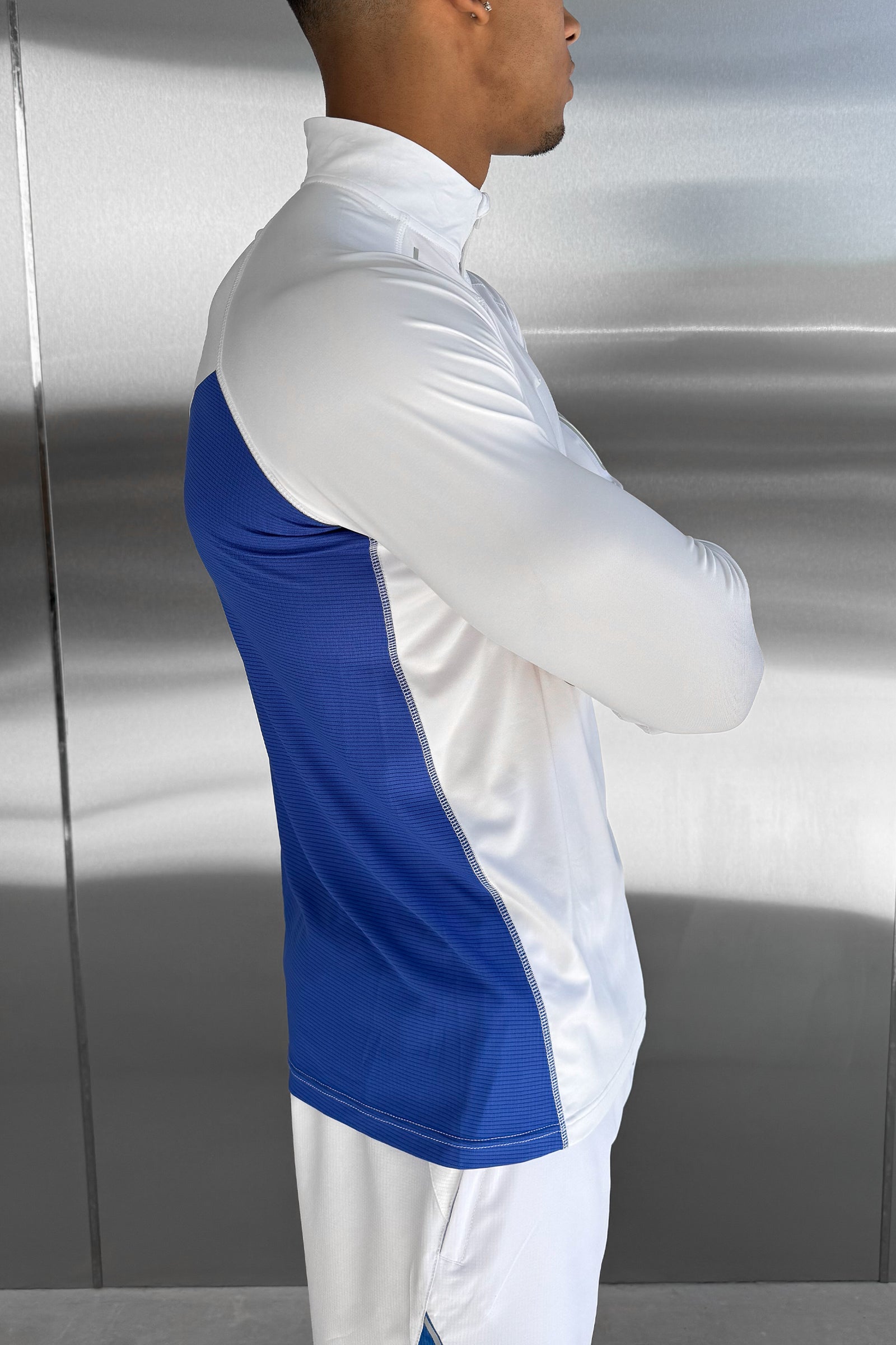 Synergy Quarter Zip Training Top - White/Royal Blue