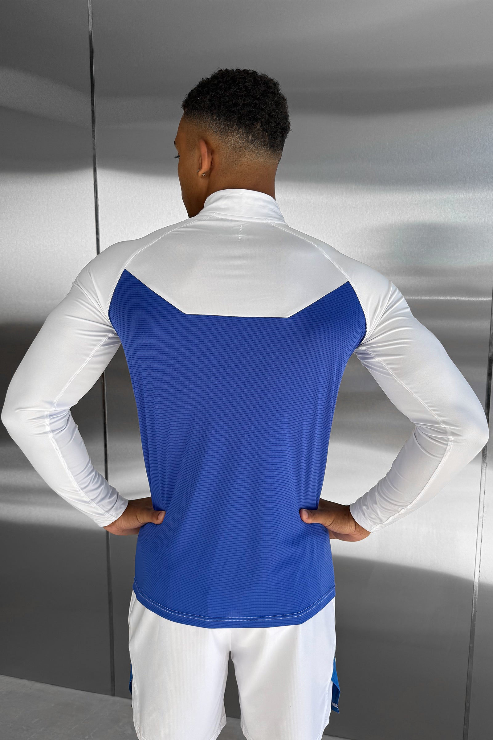 Synergy Quarter Zip Training Top - White/Royal Blue