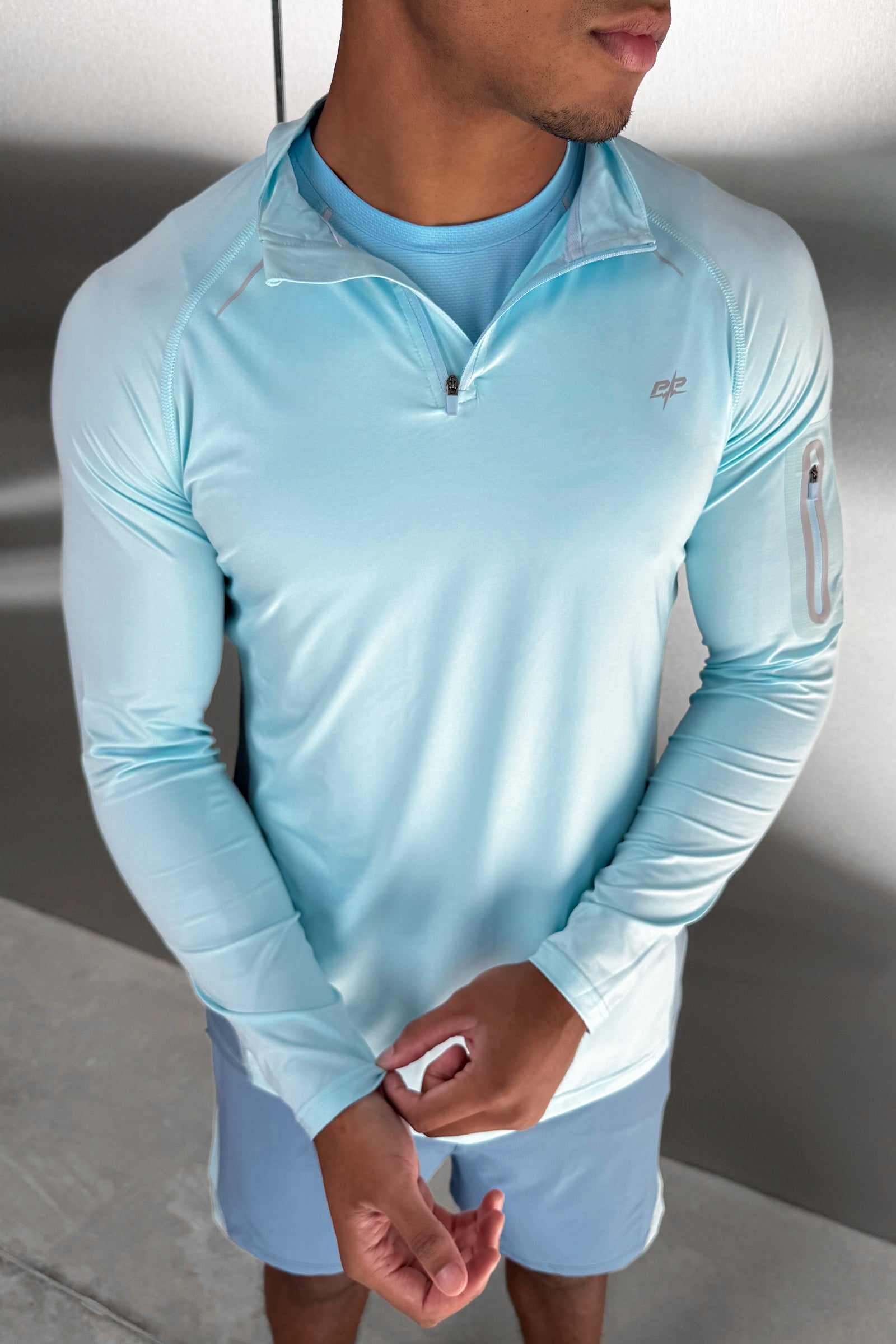 Synergy Quarter Zip Training Top - Pale Blue