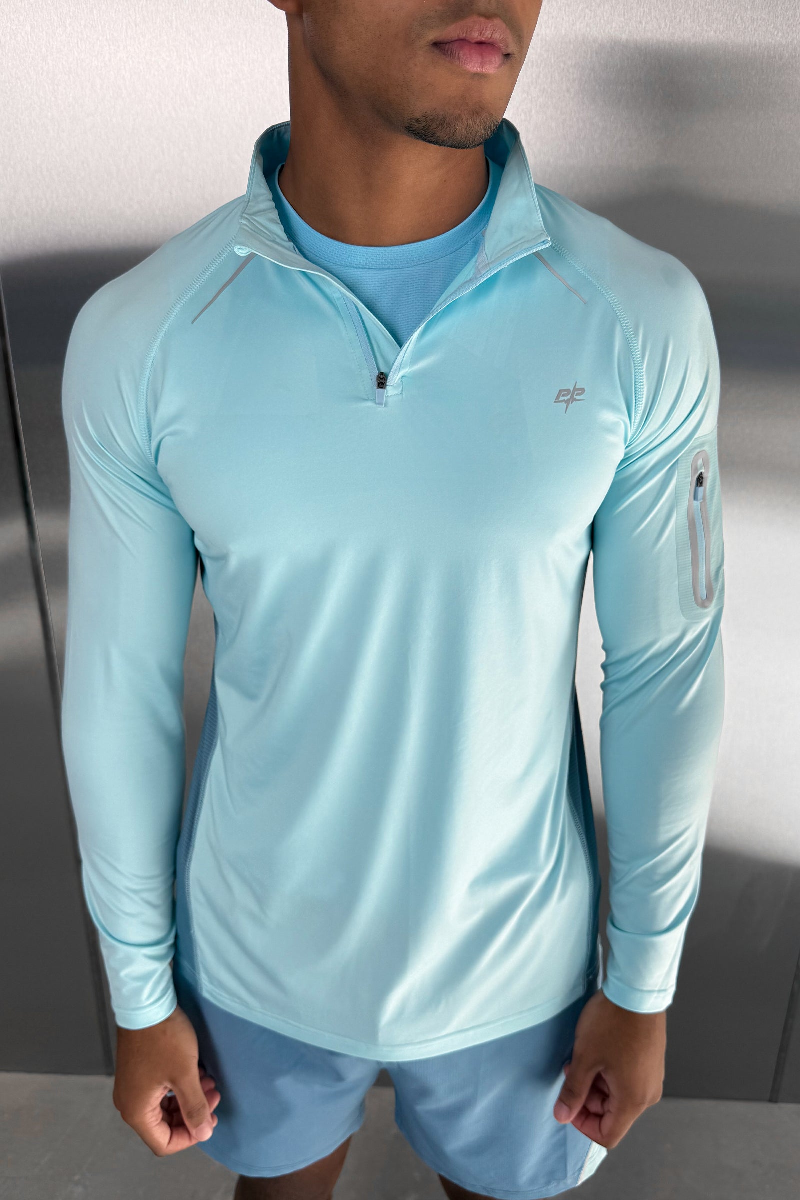 Synergy Quarter Zip Training Top - Pale Blue