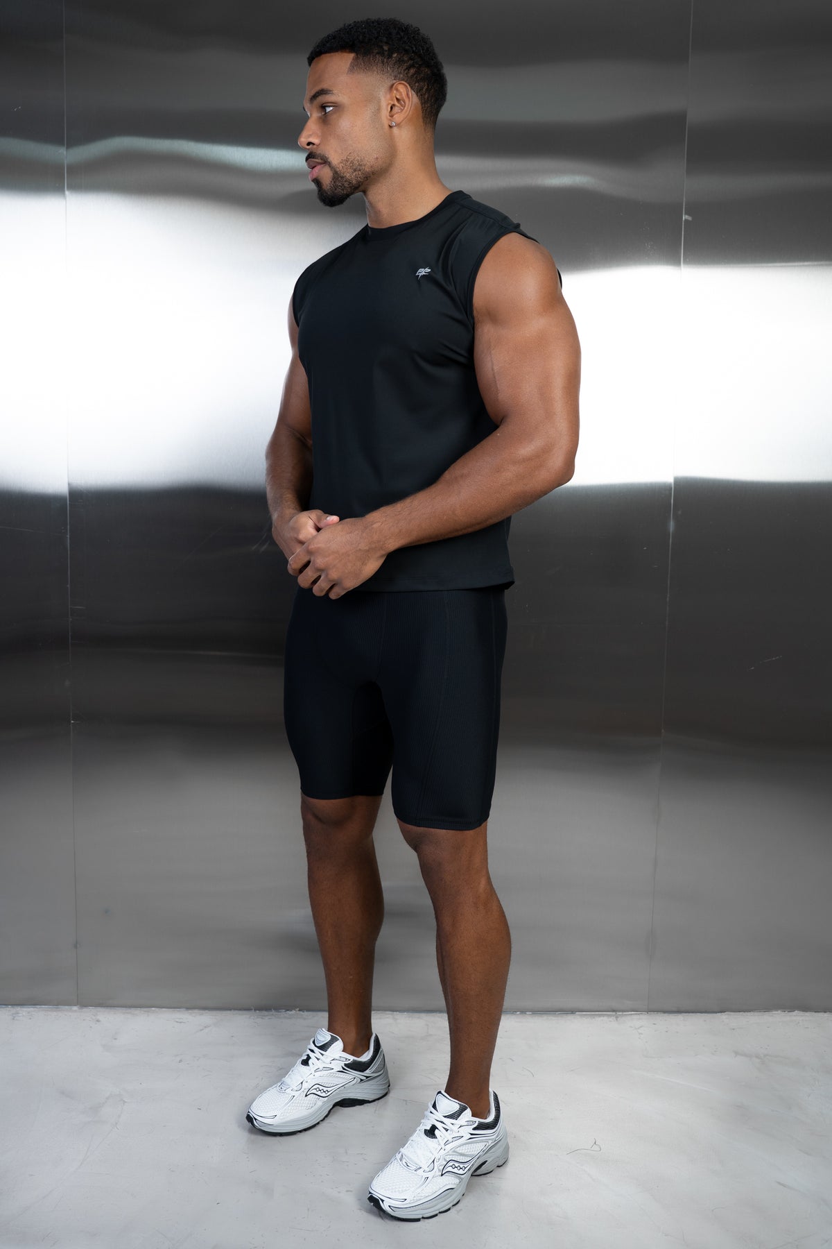 Stride Ribbed Compression Shorts - Black