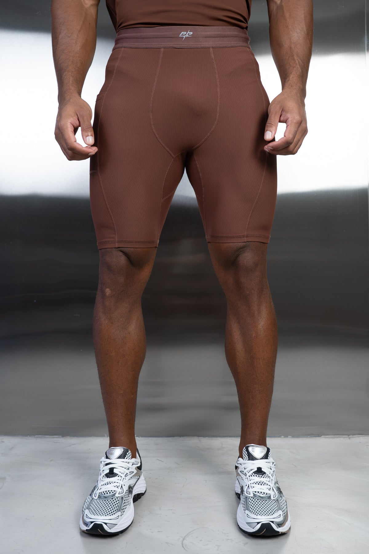 Stride Ribbed Compression Shorts - Mocha