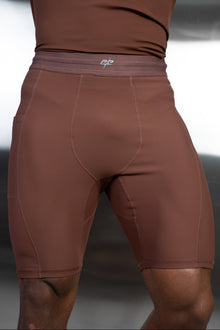 Stride Ribbed Compression Shorts - Mocha