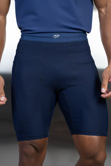 Stride Ribbed Compression Shorts - Navy