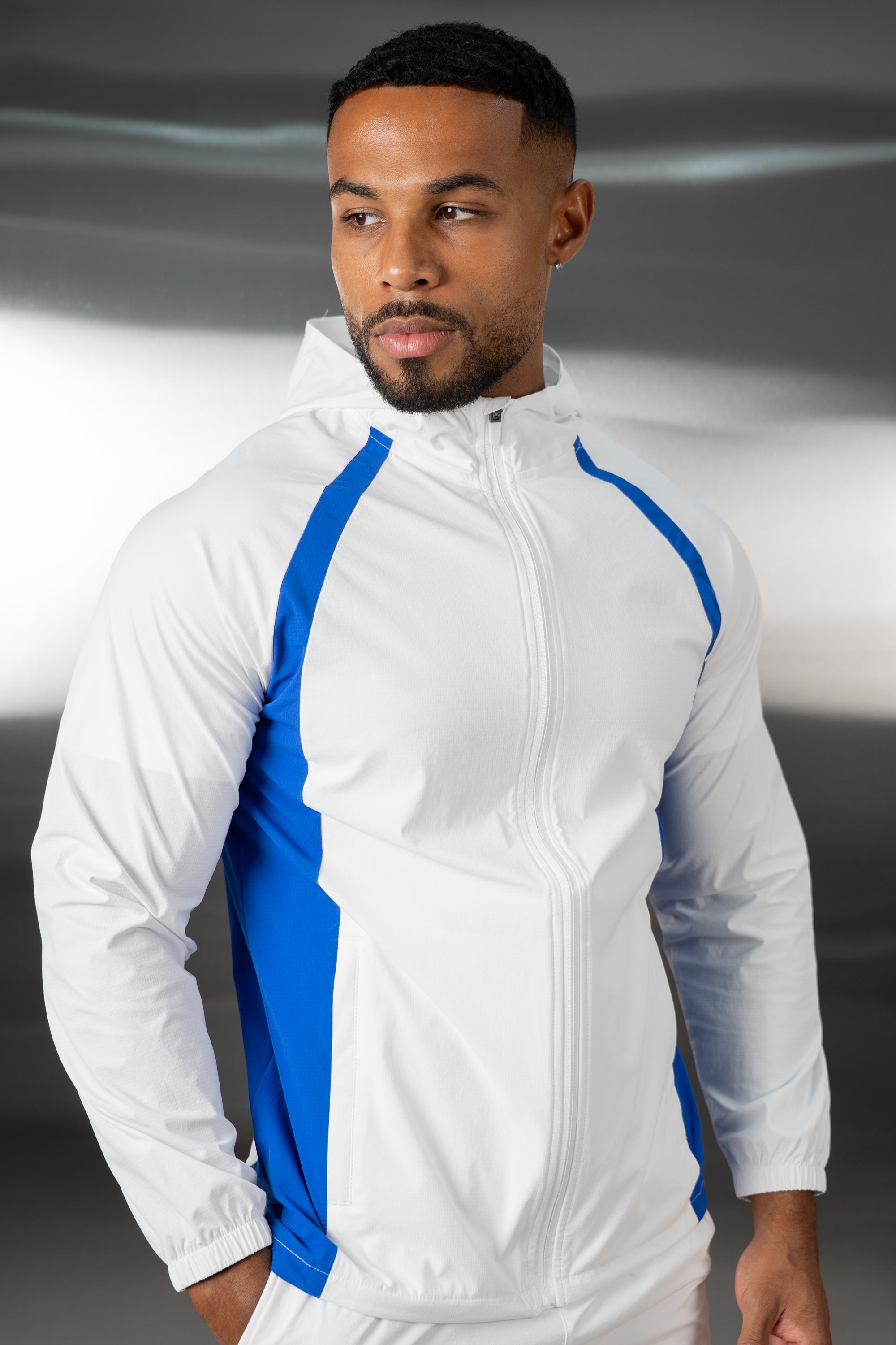 Synergy Technical Windbreaker Jacket - White/Royal Blue